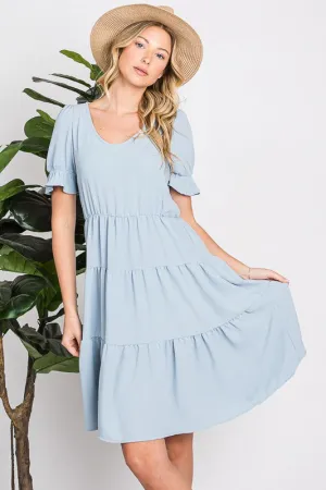 Blue Soft Summer High Waist Short Dress