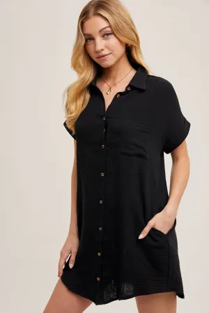 BLUIVY BUTTON UP SHIRT DRESS WITH POCKET