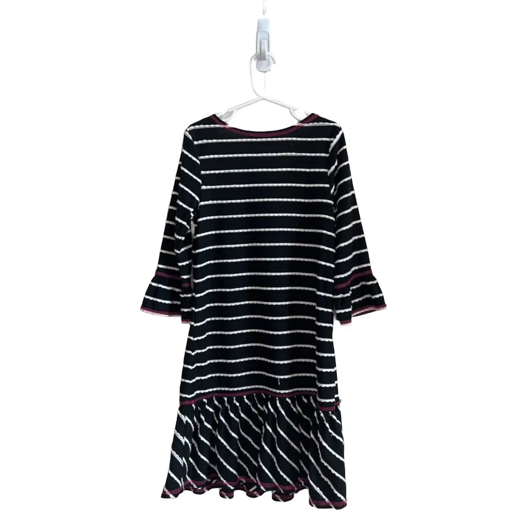 Button Flower Striped Dress