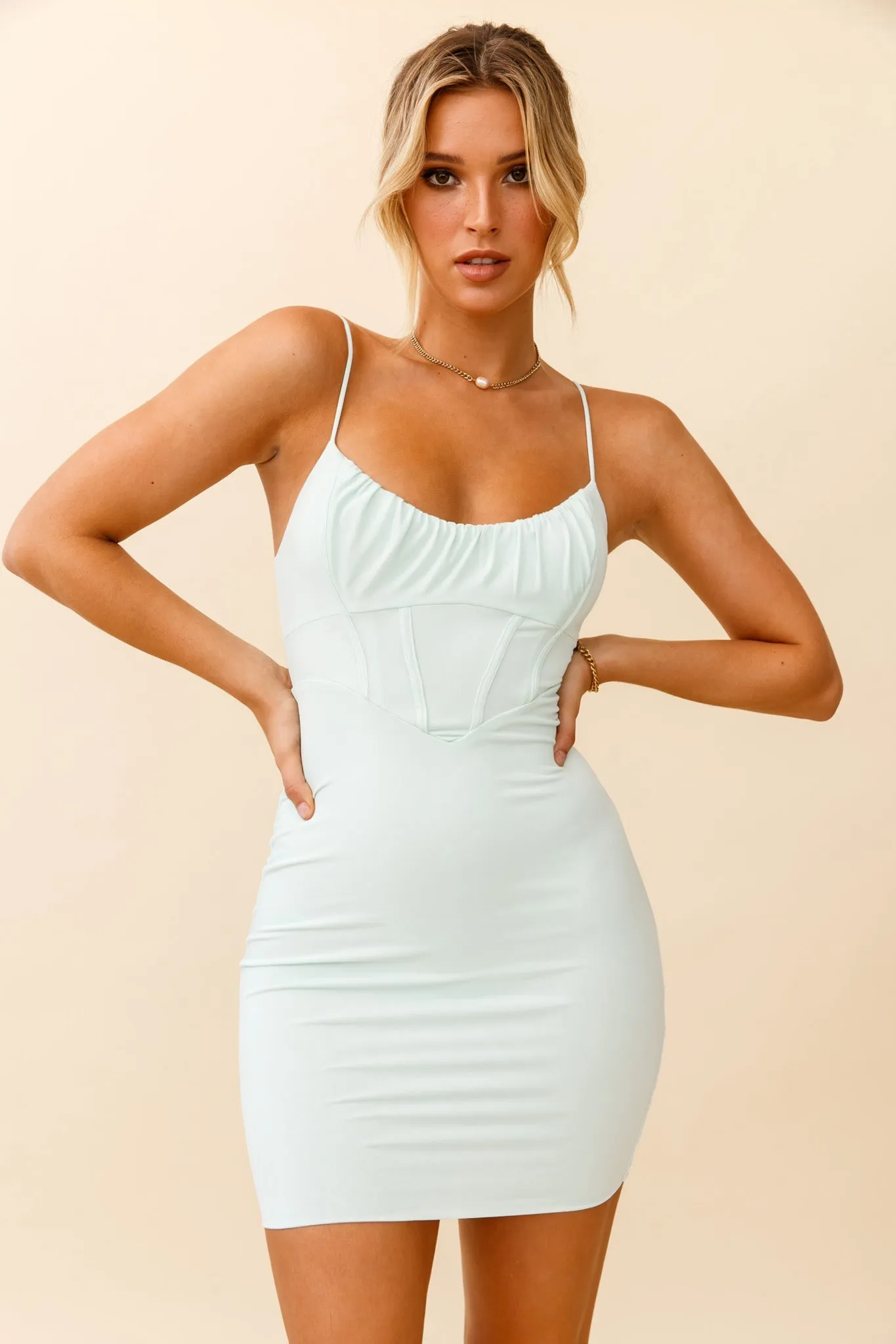 Carrington Structured Bodice Bodycon Mini Dress Mint