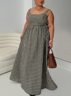 Cartmel Check Maxi Dress Black / Cream Curve