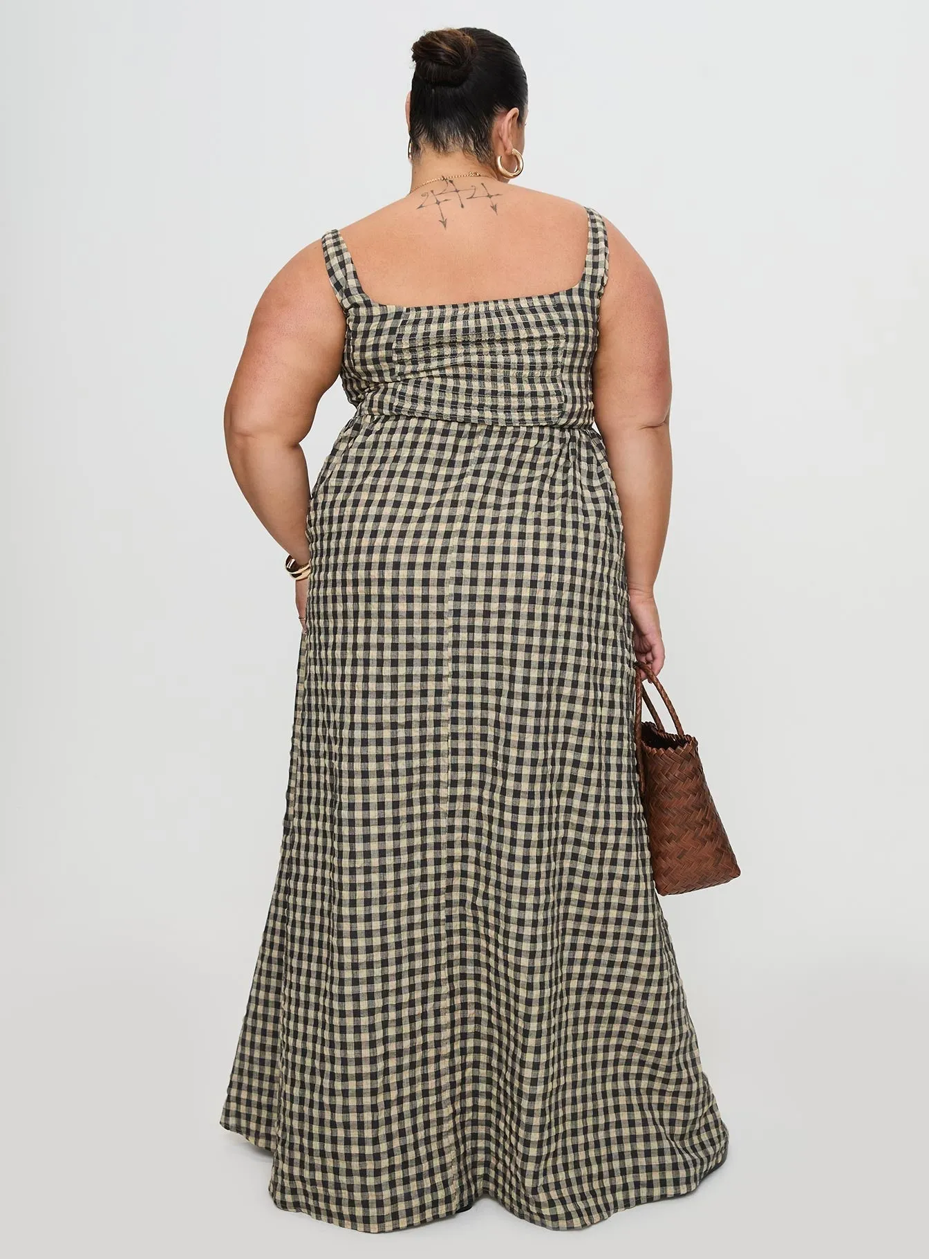 Cartmel Check Maxi Dress Black / Cream Curve