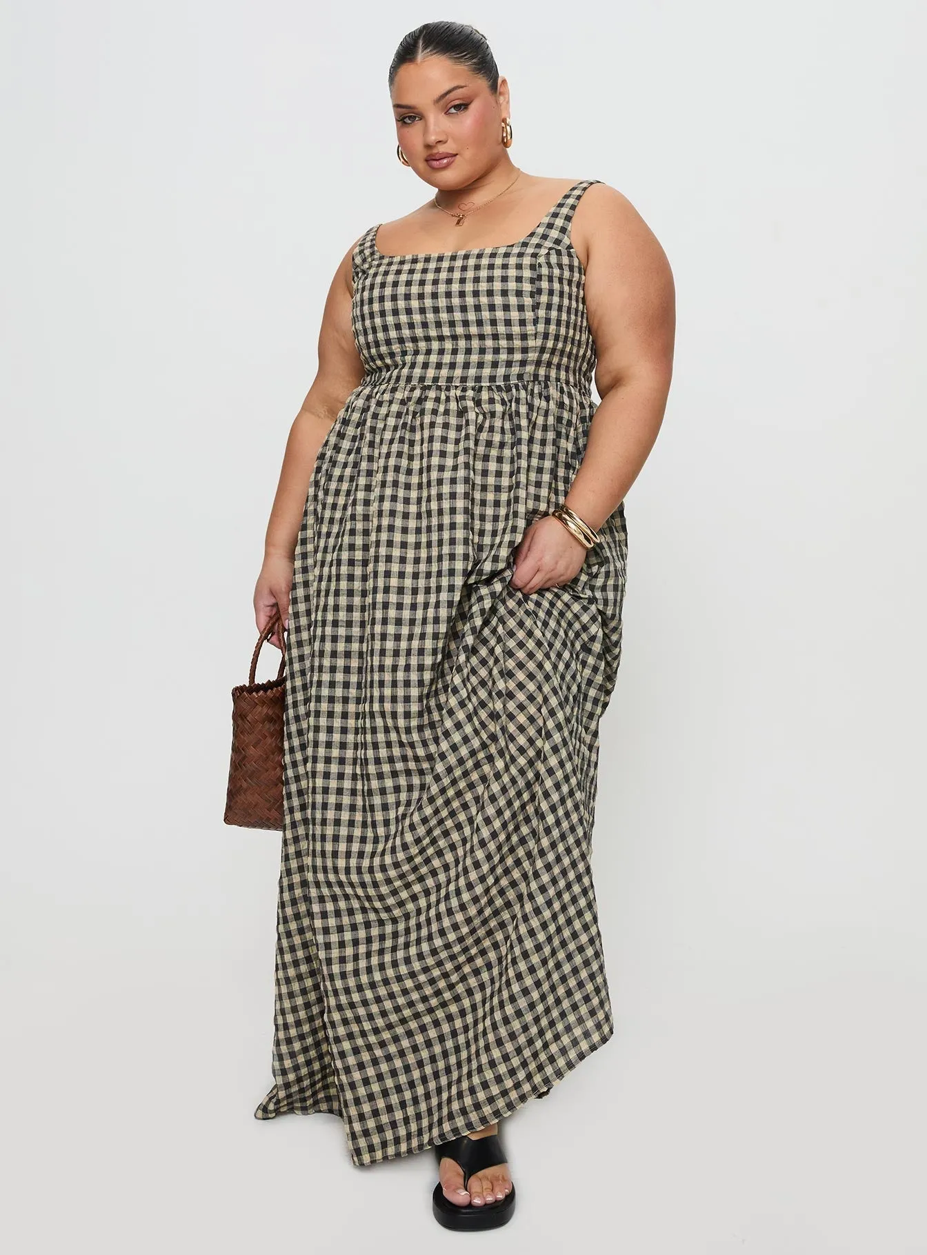 Cartmel Check Maxi Dress Black / Cream Curve