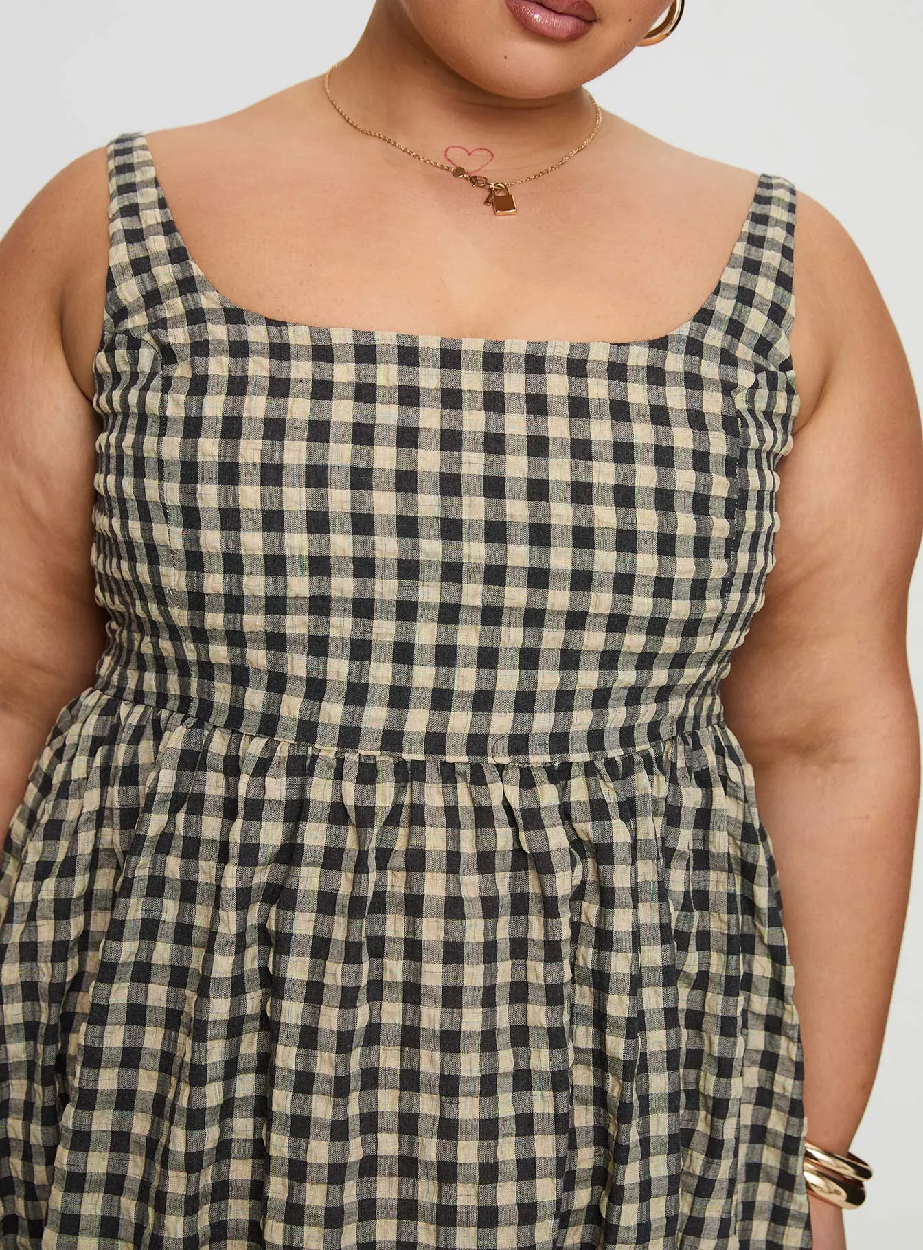 Cartmel Check Maxi Dress Black / Cream Curve