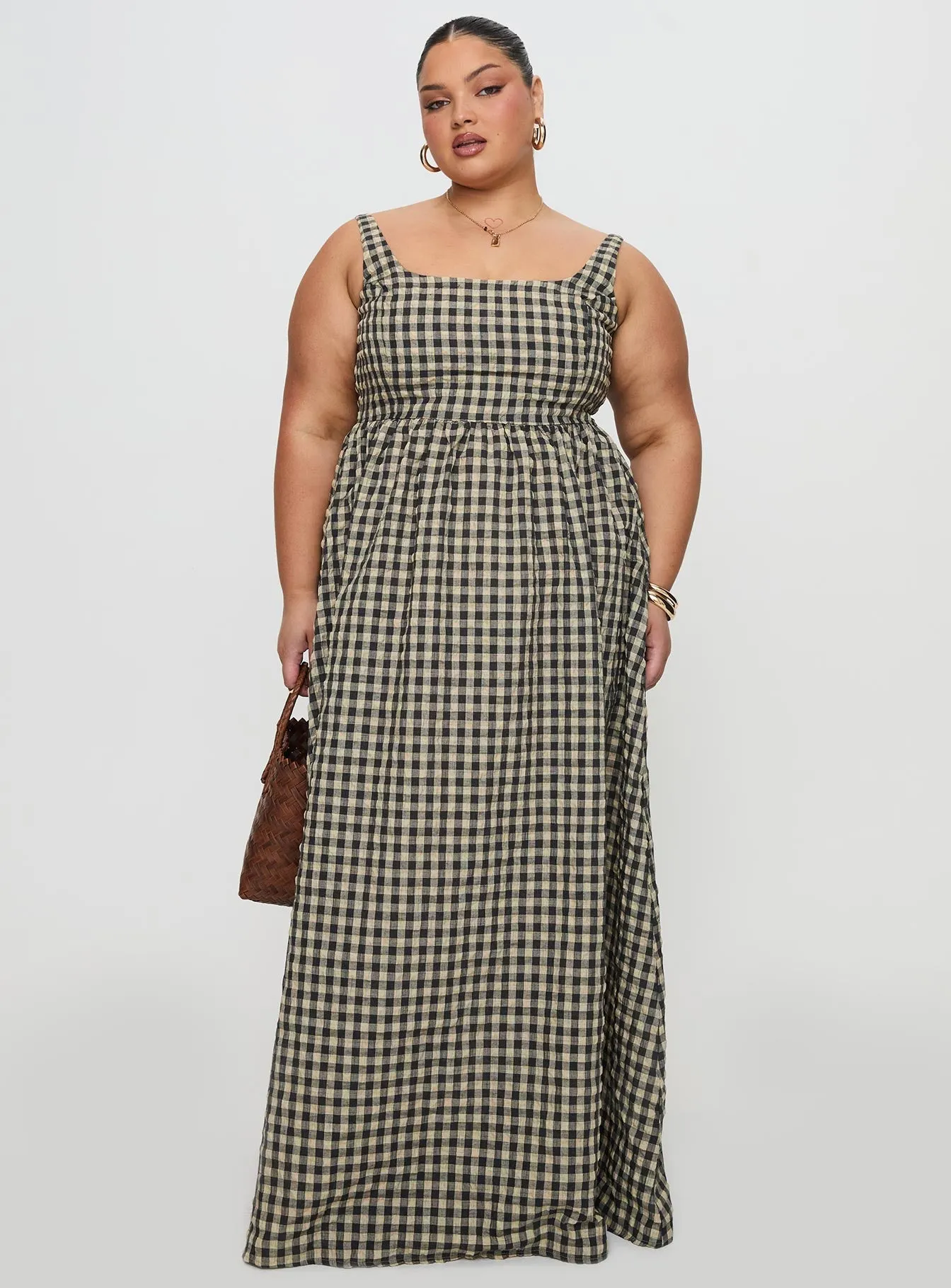 Cartmel Check Maxi Dress Black / Cream Curve