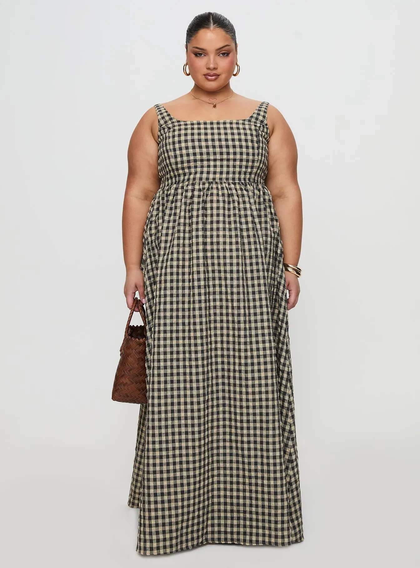 Cartmel Check Maxi Dress Black / Cream Curve