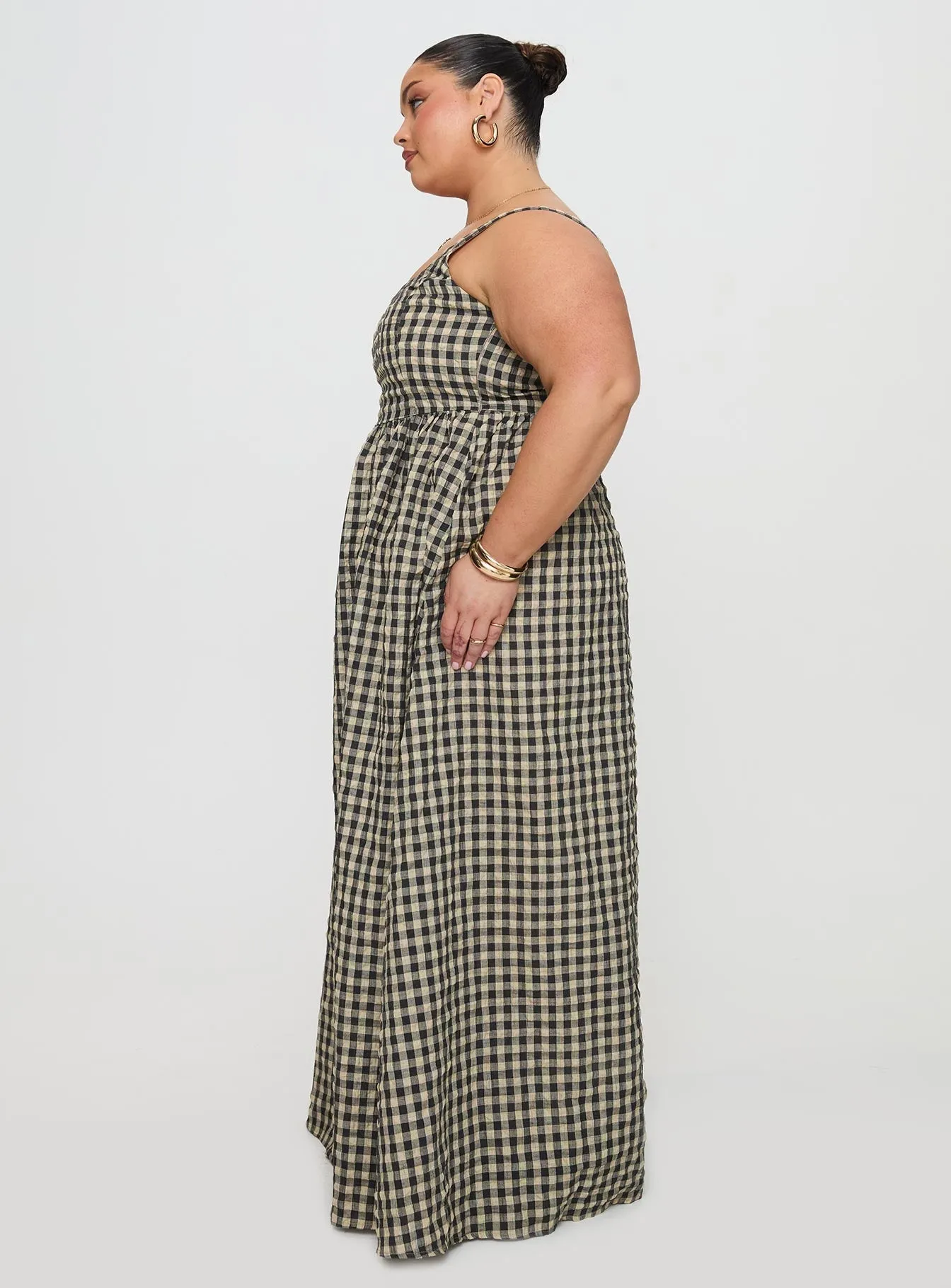 Cartmel Check Maxi Dress Black / Cream Curve