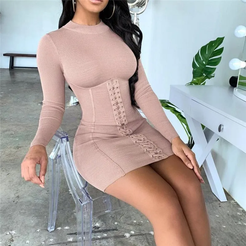 Casual Sexy Ladies' Long Sleeve Bodycon Knitted Dress