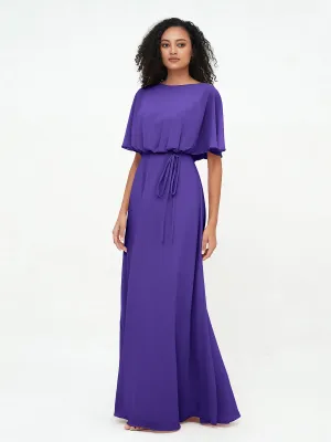 Chiffon Full Length Bridesmaid Dresses with Wrap Regency