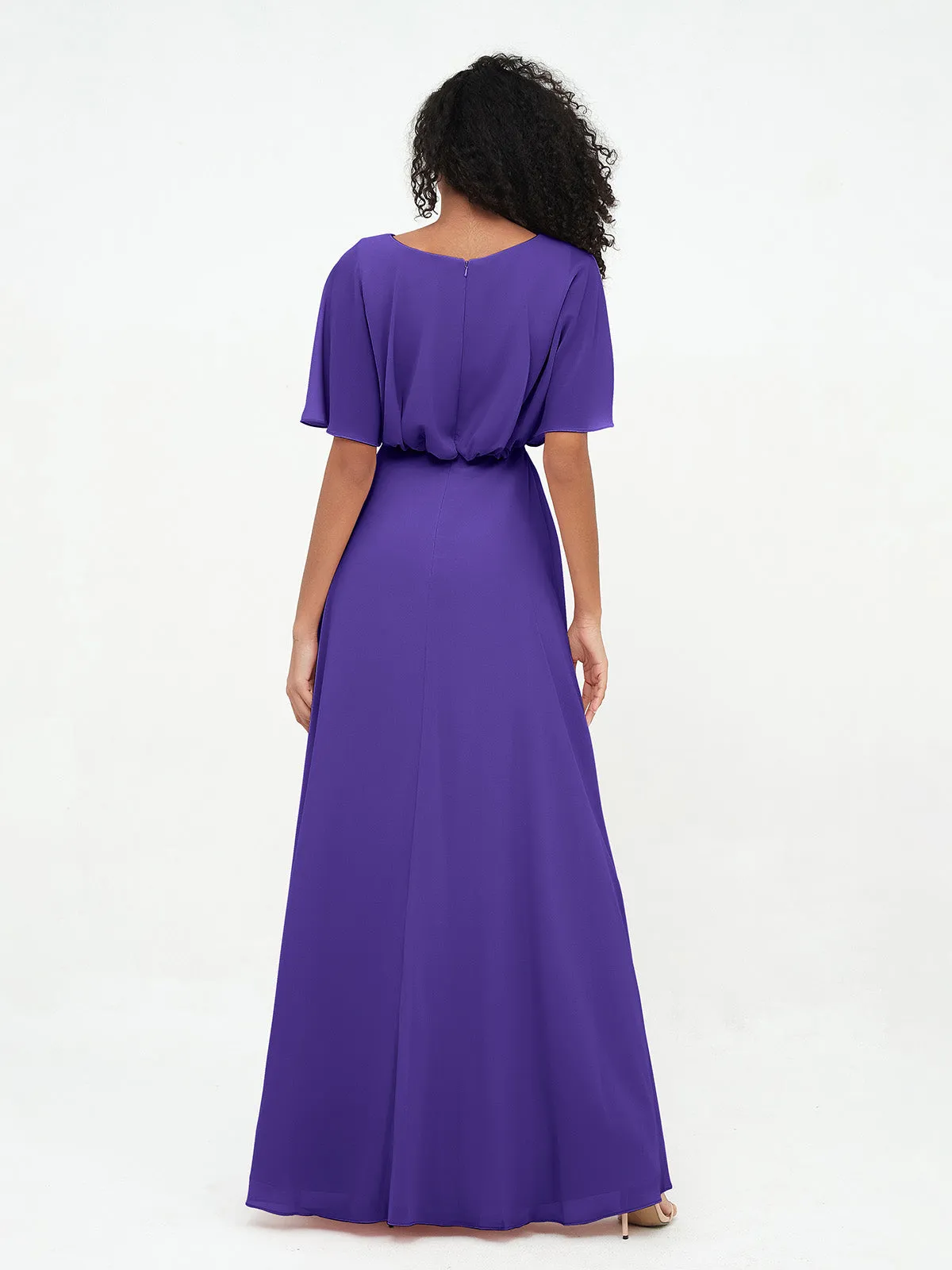 Chiffon Full Length Bridesmaid Dresses with Wrap Regency