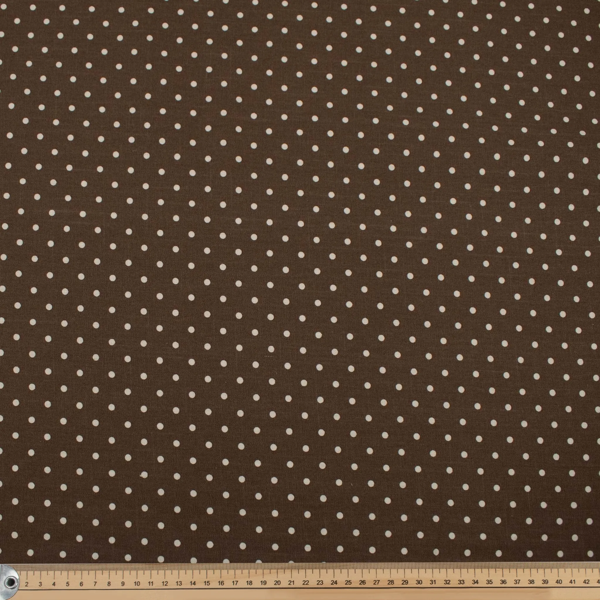 Chocolate Natural Medium Dots Cotton Canvas Print