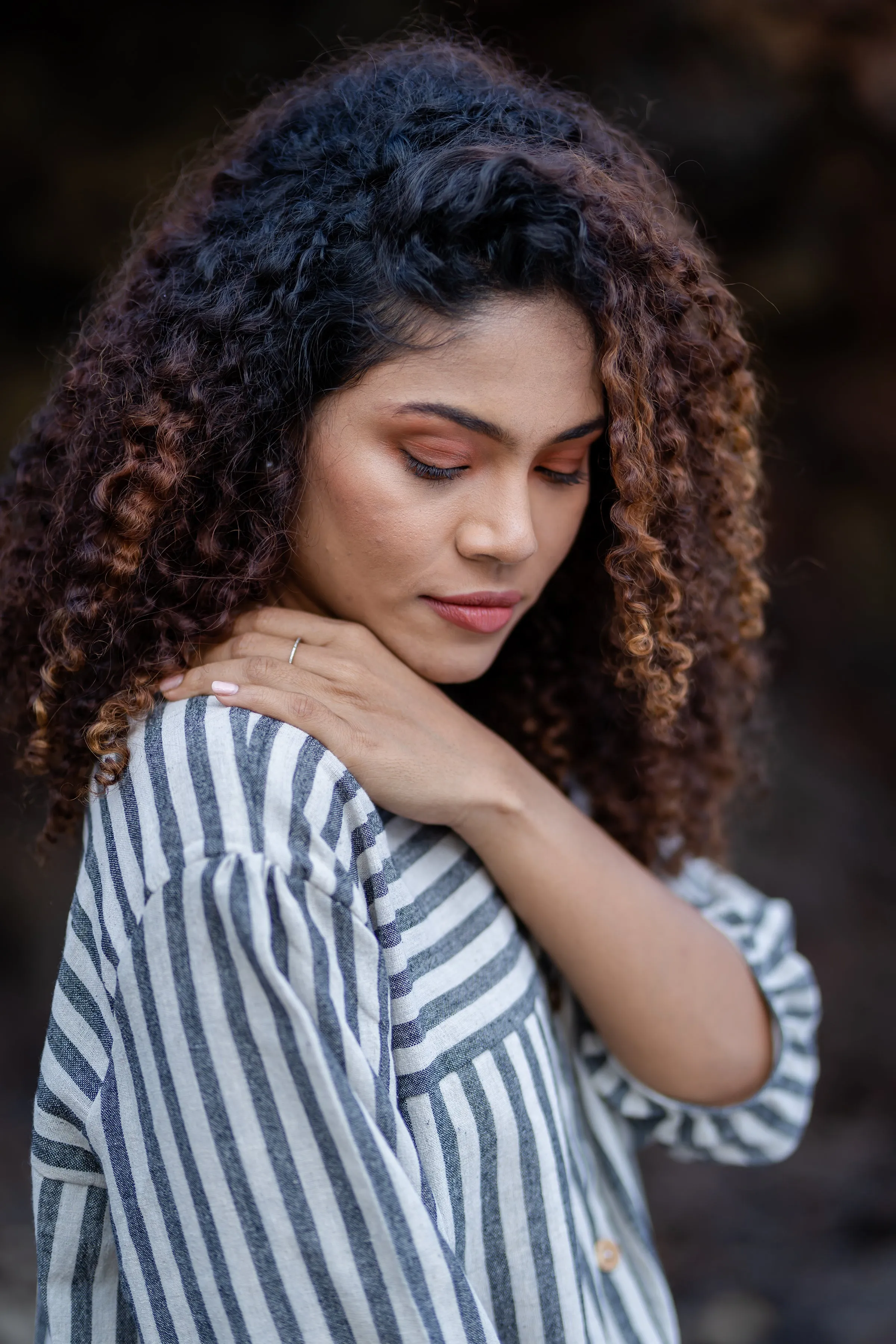 Cotton Striped Midi Dress with Patch Pockets