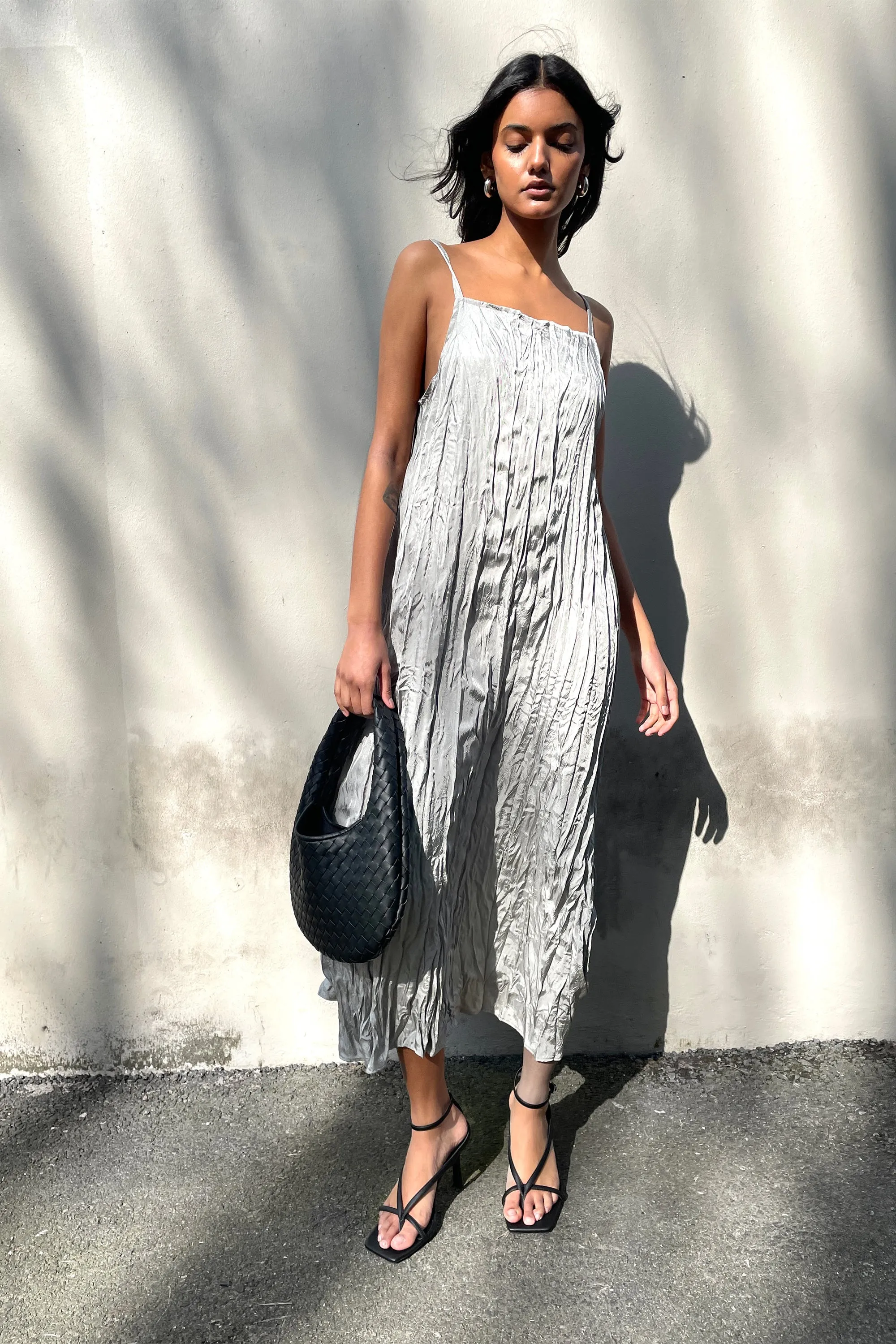 CRINKLED MIDI DRESS