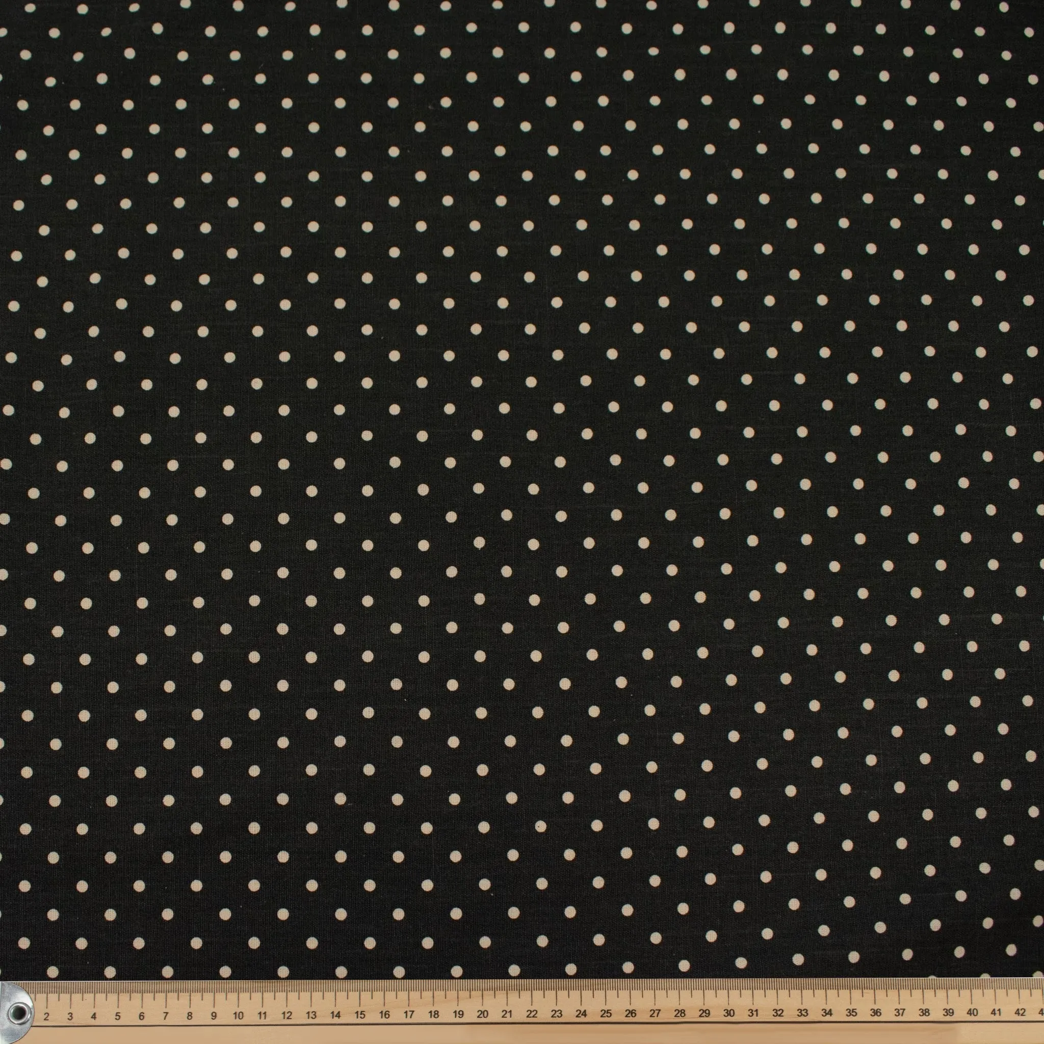 Dark Grey Natural Medium Dots Cotton Canvas Print