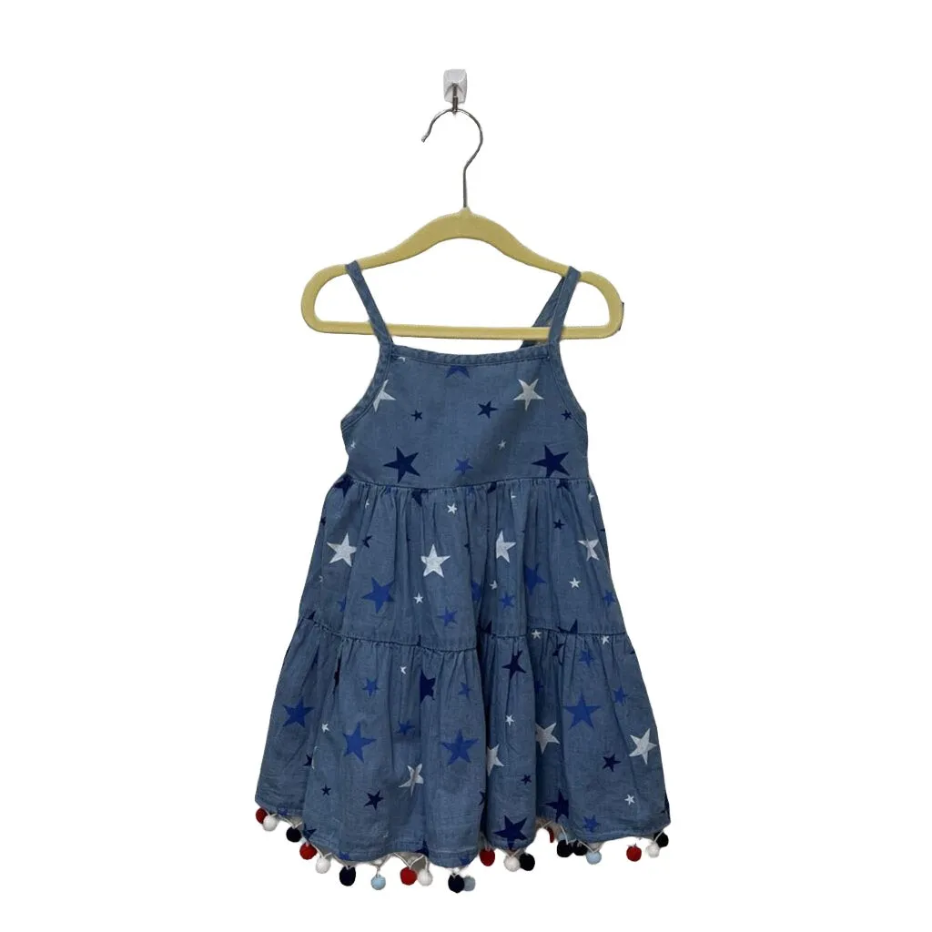 Denim Star Dress w/ Pom Fringe