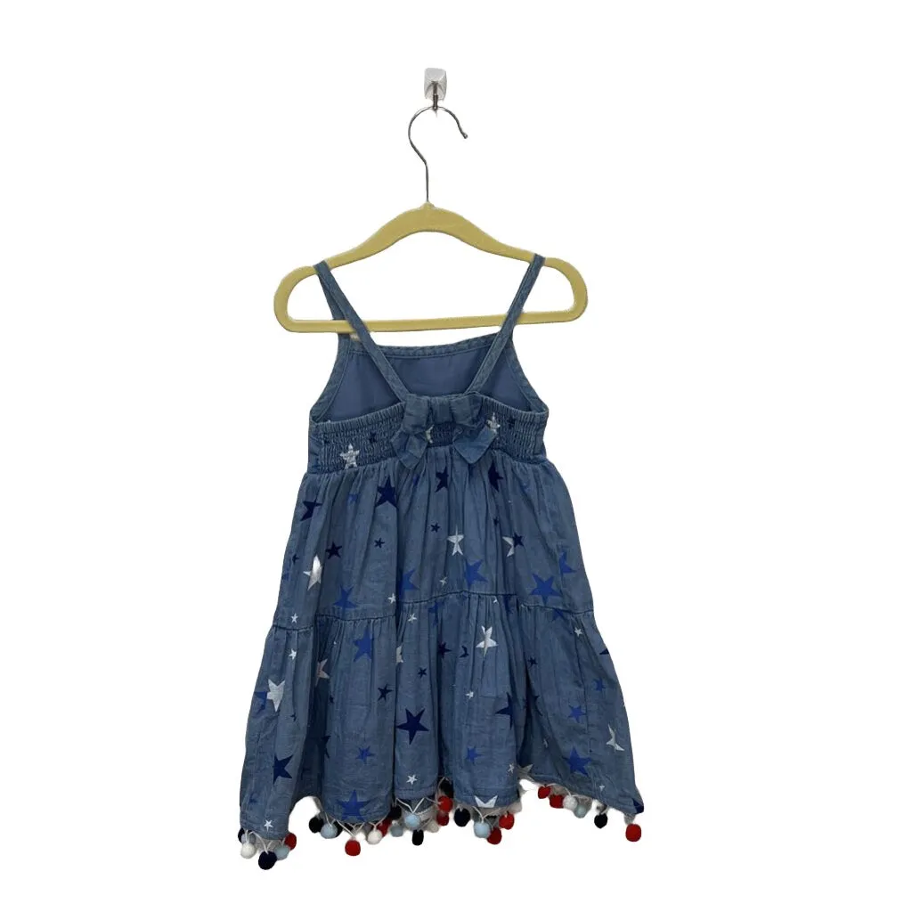 Denim Star Dress w/ Pom Fringe