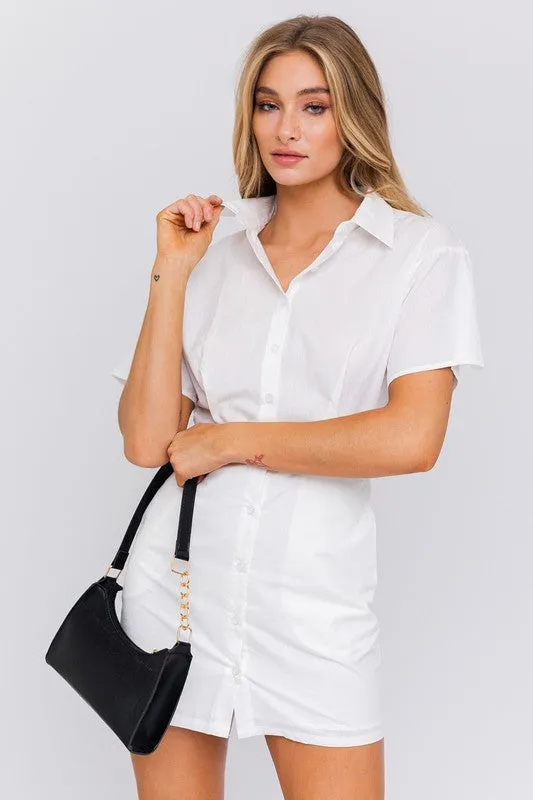 Dottie Half Sleeve Shirt Mini Dress