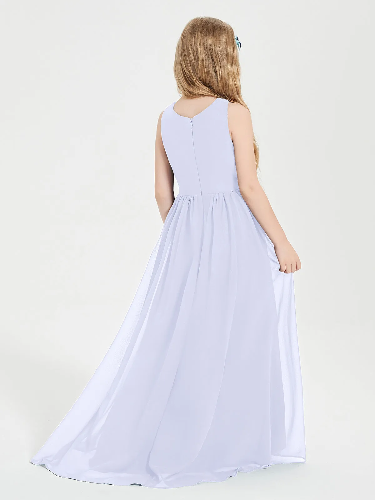 Exquisite Asymmetrical Junior Bridesmaid Dresses Scoop Neck Lavender