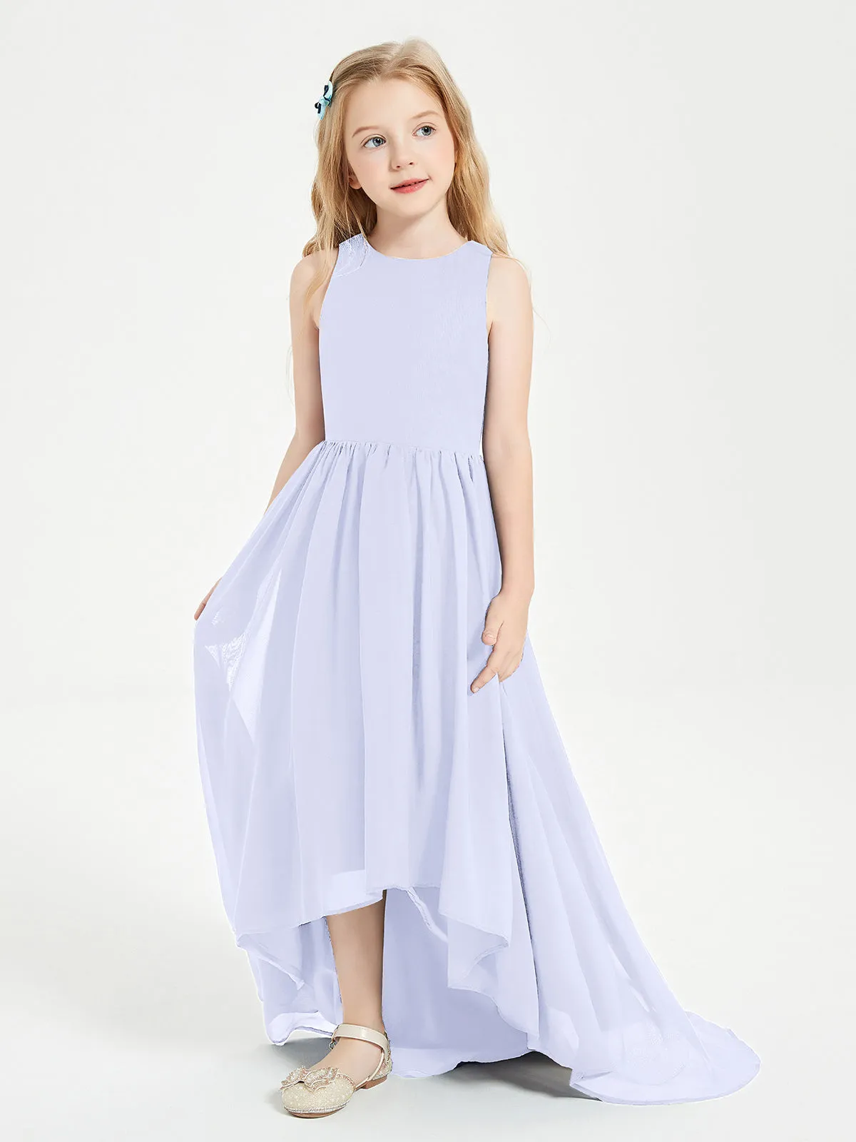 Exquisite Asymmetrical Junior Bridesmaid Dresses Scoop Neck Lavender