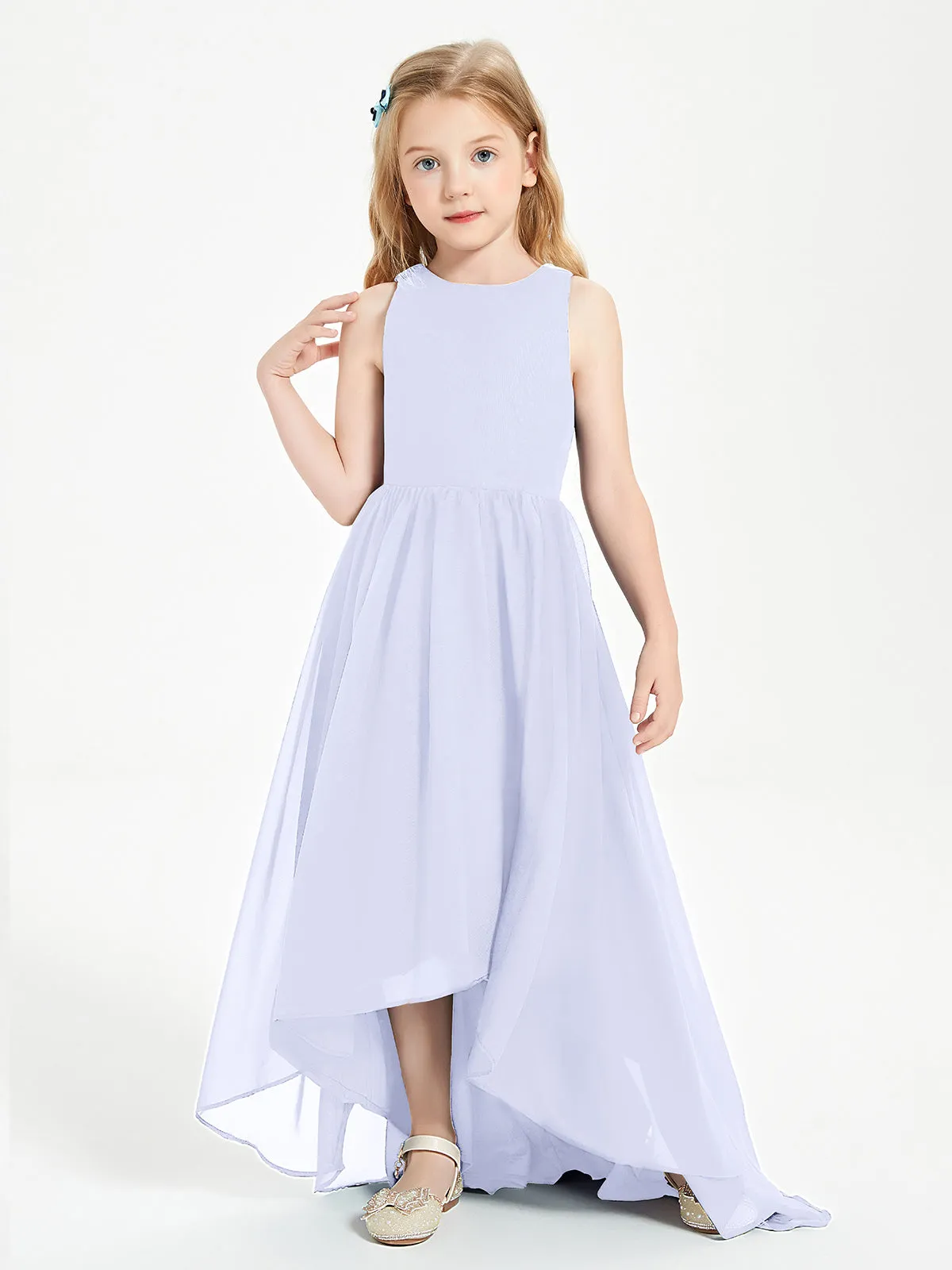 Exquisite Asymmetrical Junior Bridesmaid Dresses Scoop Neck Lavender