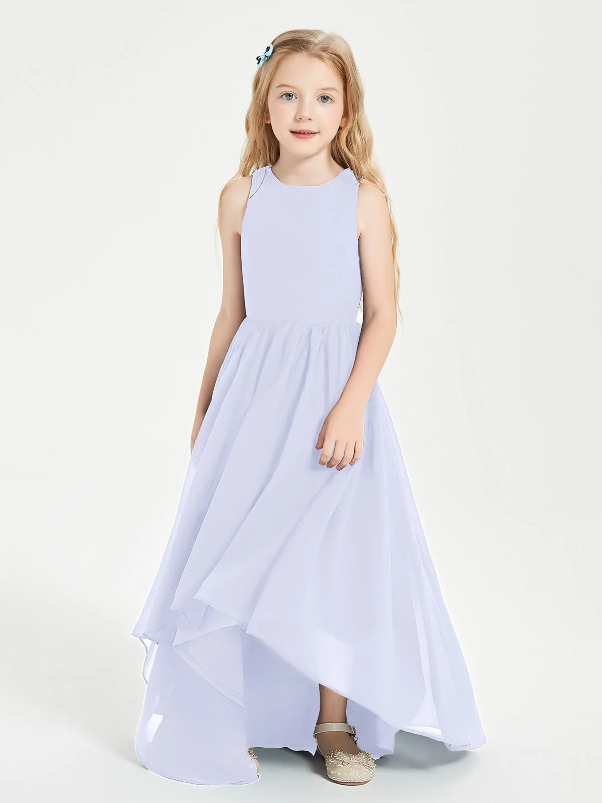 Exquisite Asymmetrical Junior Bridesmaid Dresses Scoop Neck Lavender