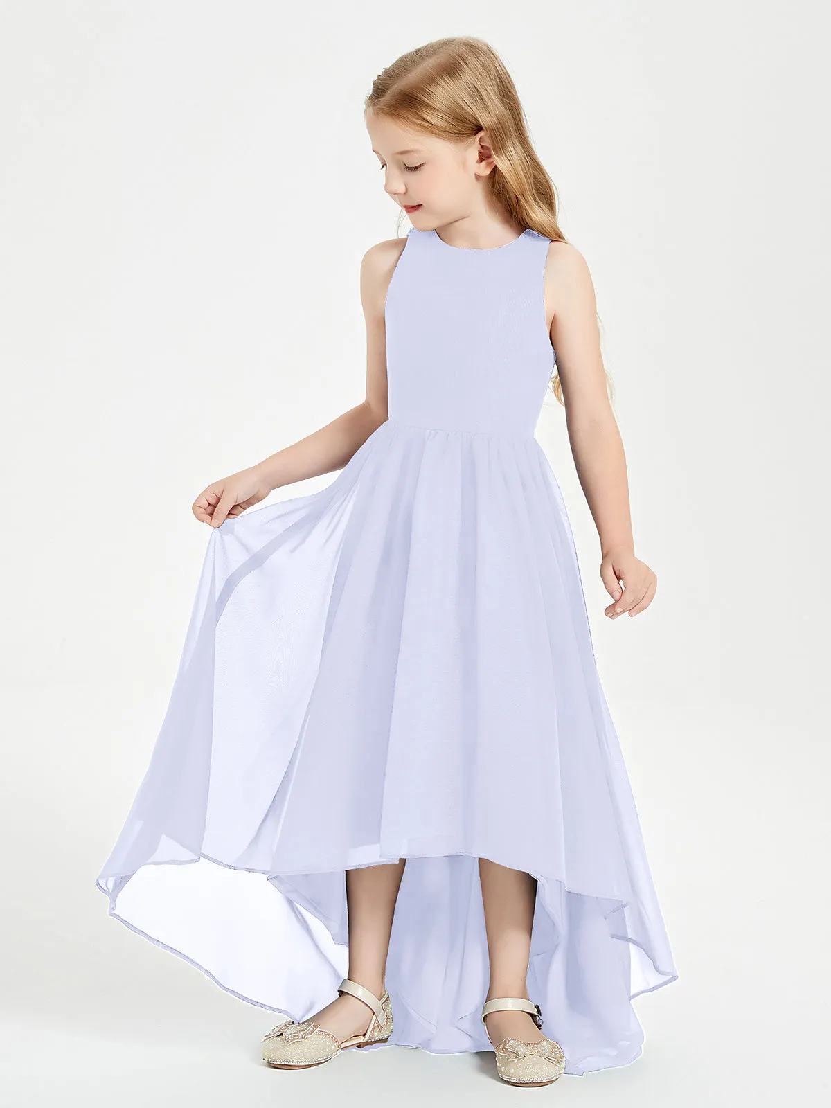 Exquisite Asymmetrical Junior Bridesmaid Dresses Scoop Neck Lavender