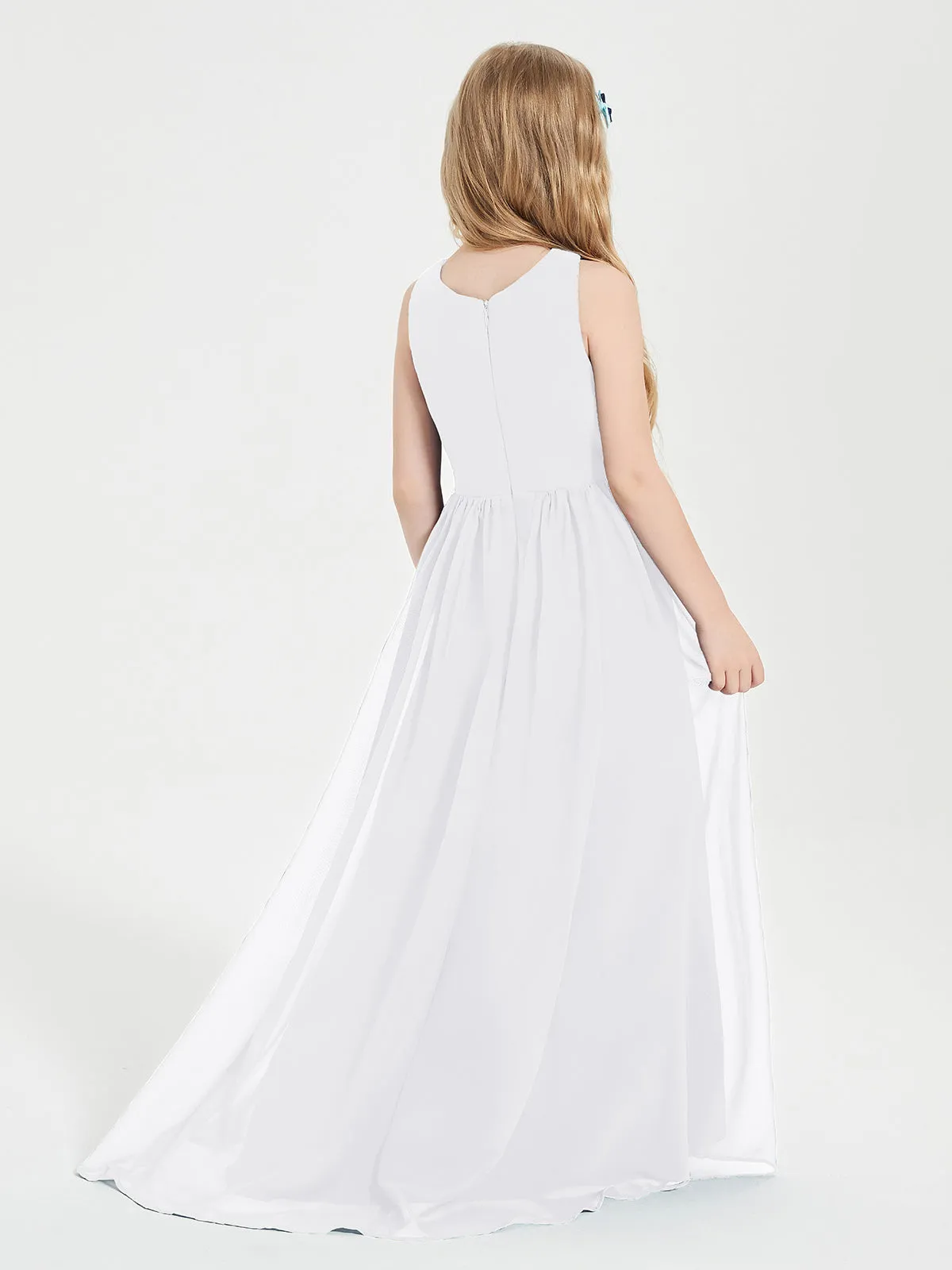 Exquisite Asymmetrical Junior Bridesmaid Dresses Scoop Neck White