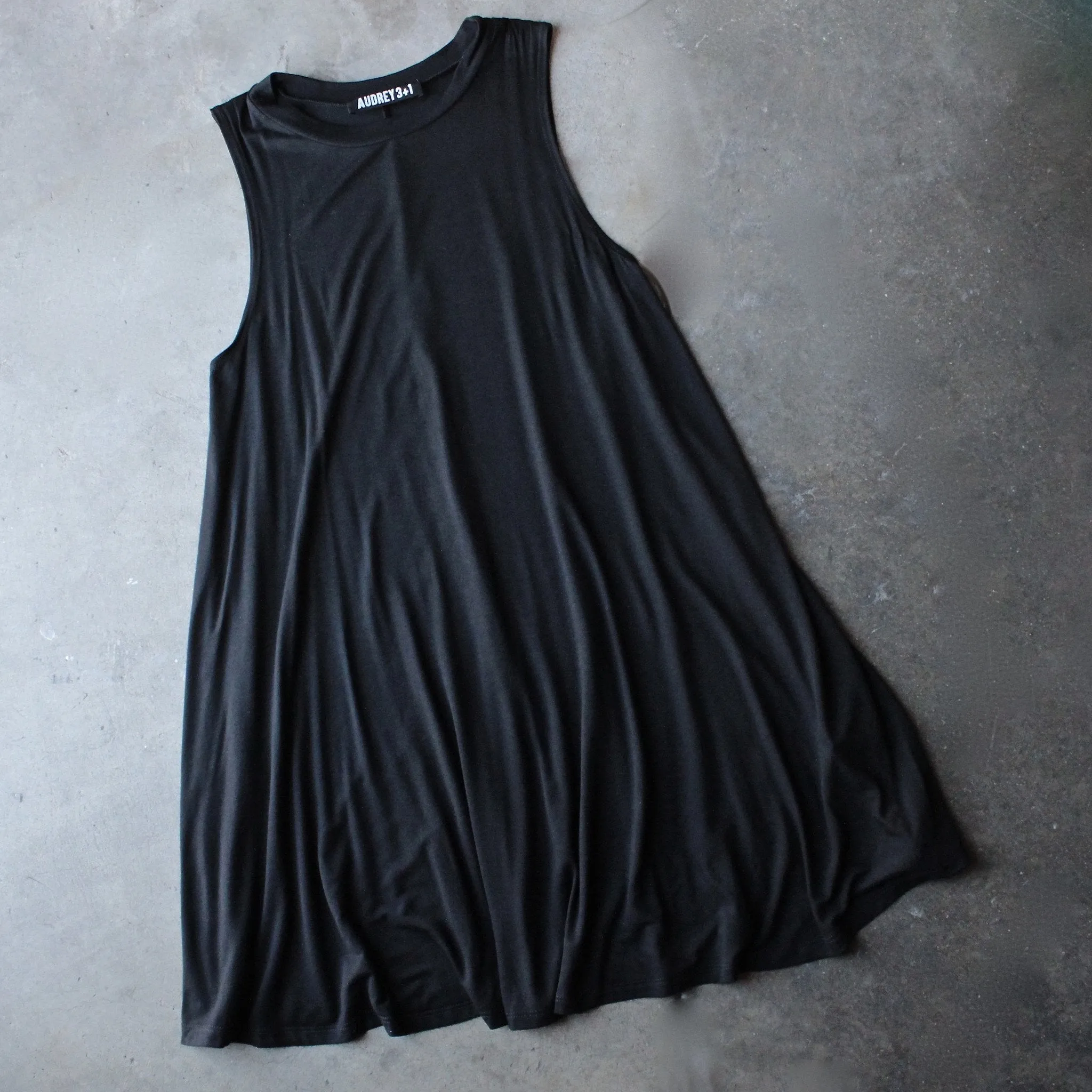 Final Sale - BSIC - Sleeveless Swingy Tank Dress in Black