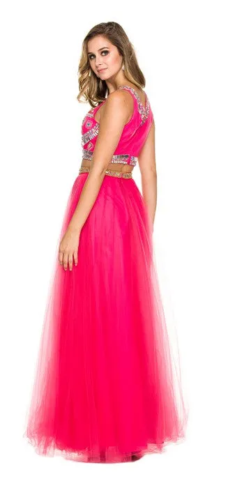 Fuchsia 2 Piece Evening Dress