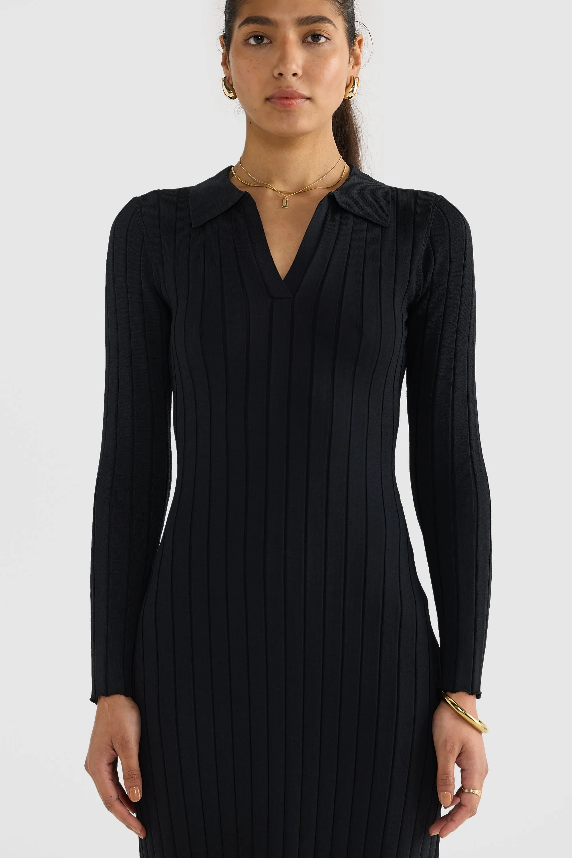 Hadley Long Sleeve Knit Dress Black