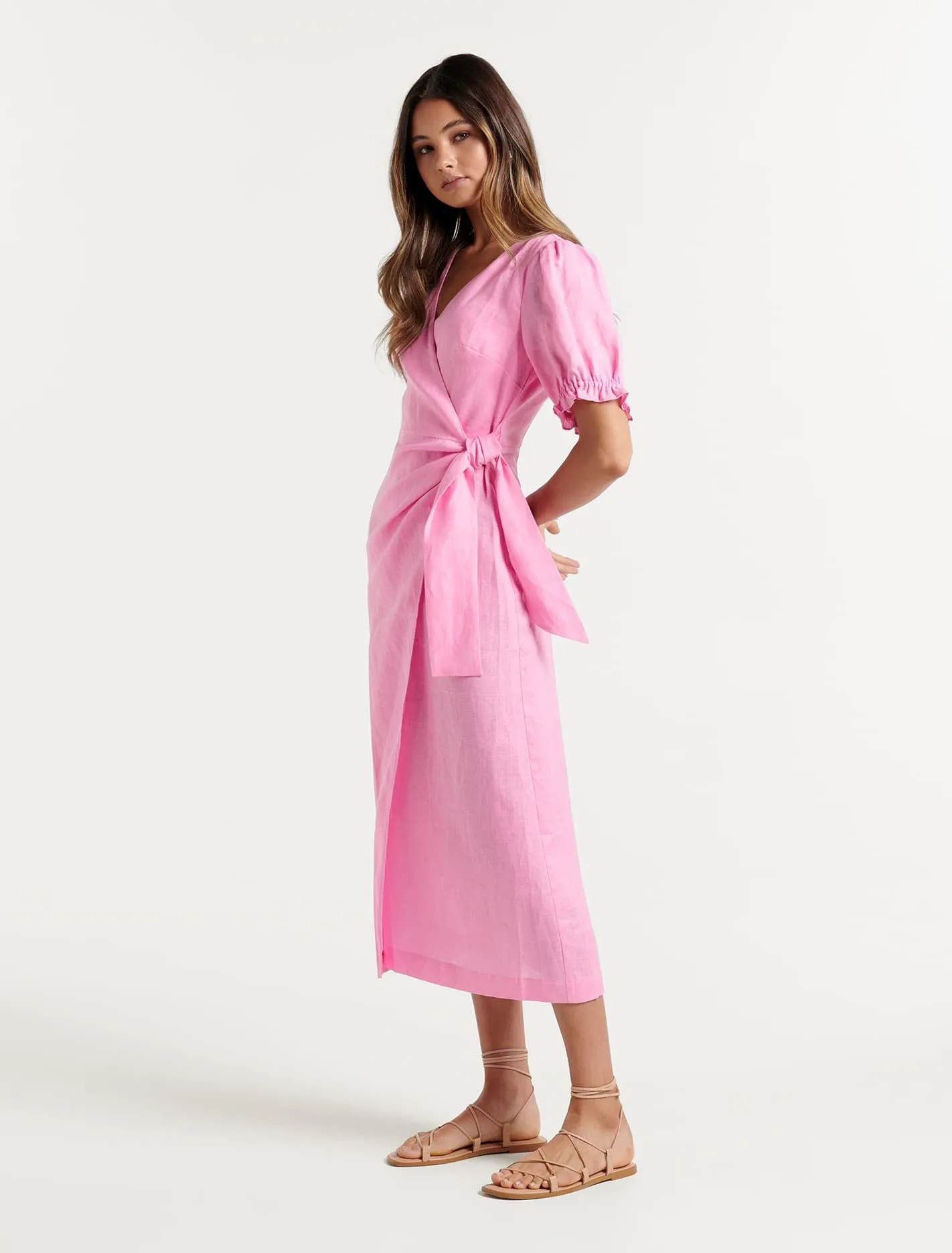 Hallie Linen Sarong Midi Dress