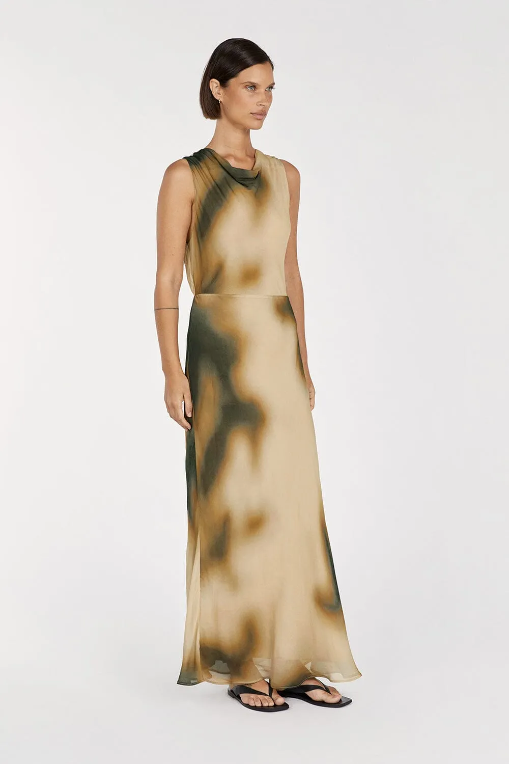 HENLEY COWL NECK MAXI DRESS