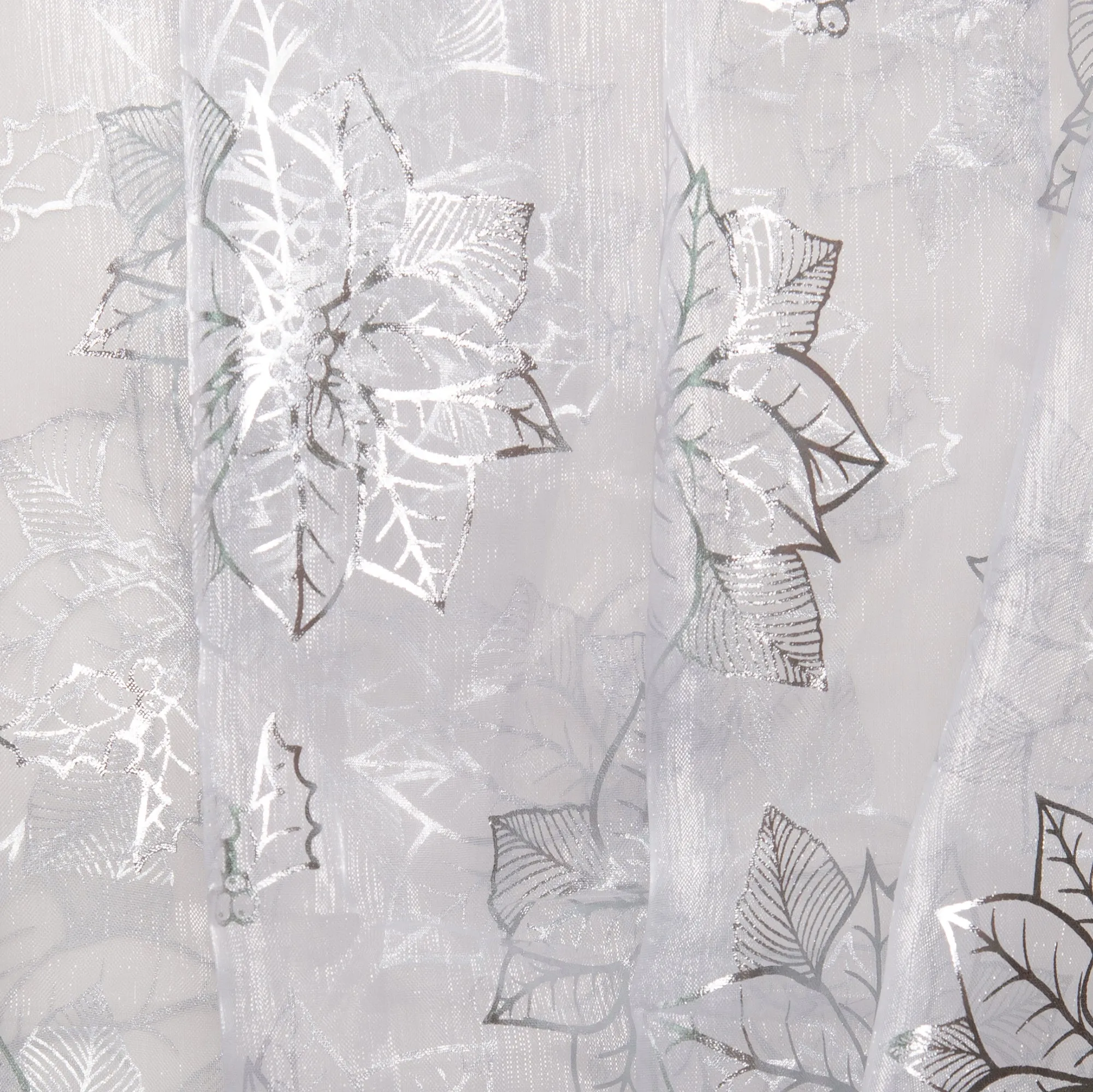 Holiday Organza Foil - Poinsettia - White / Silver