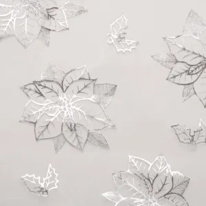 Holiday Organza Foil - Poinsettia - White / Silver