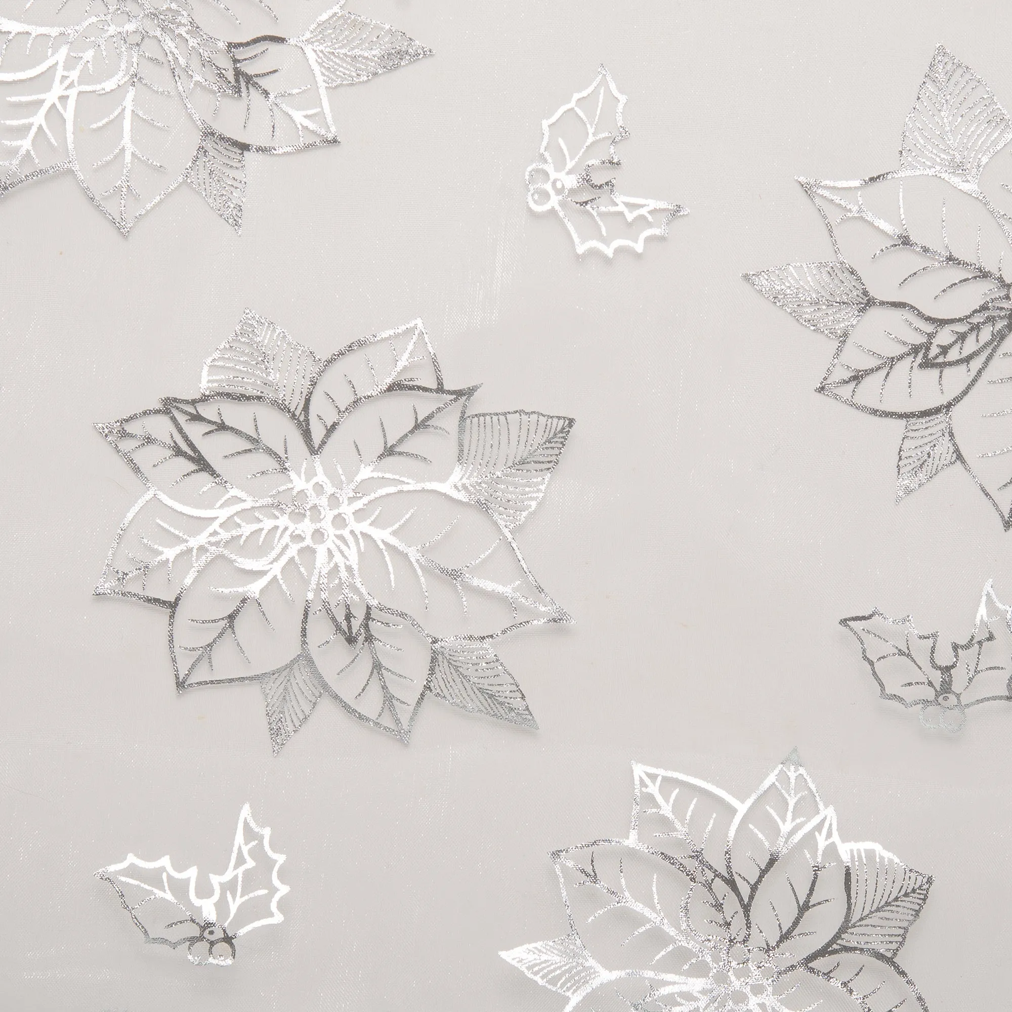 Holiday Organza Foil - Poinsettia - White / Silver