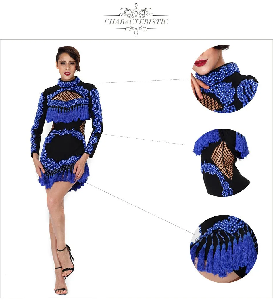 Hollow-Out Tassel Luxurious Manual Brand Beading Dress