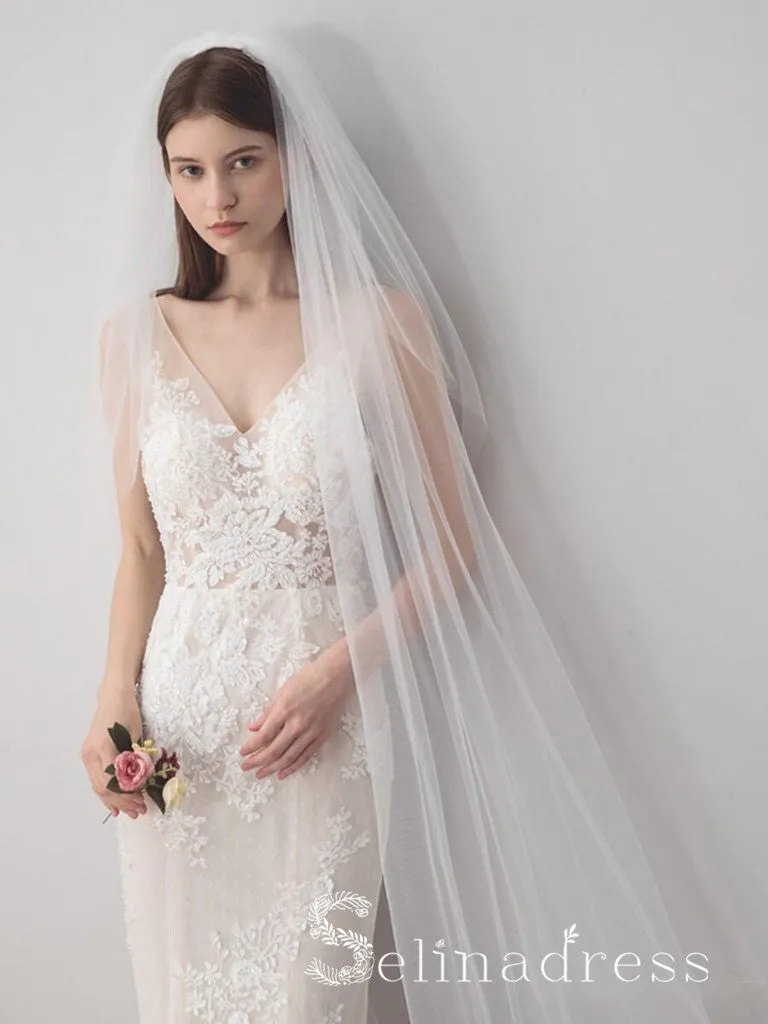 Ivory Tulle Wedding Veils Bridal Cathedral Veil ALC014