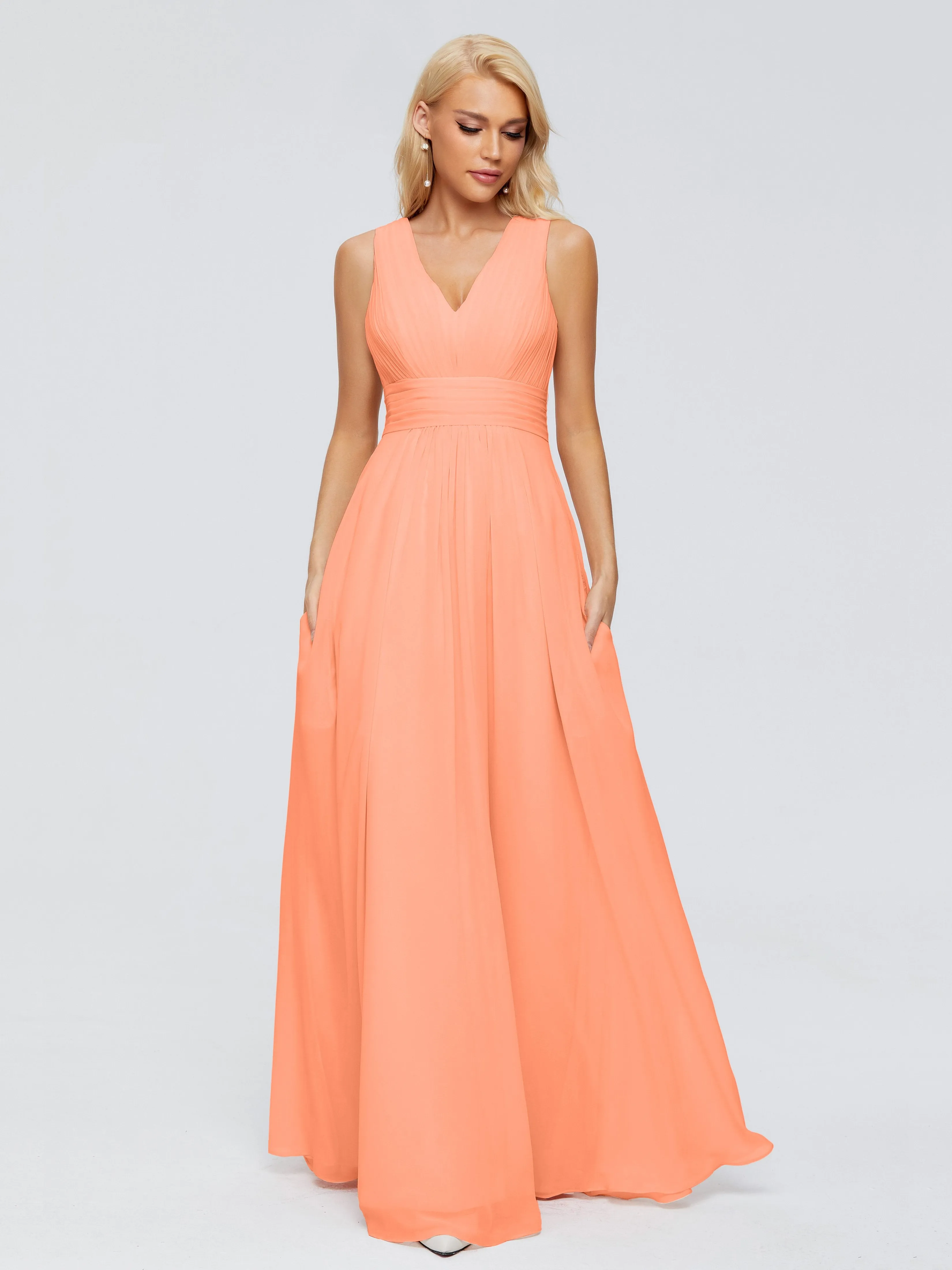 Juliana Modest A-line Chiffon Bridesmaid Dresses