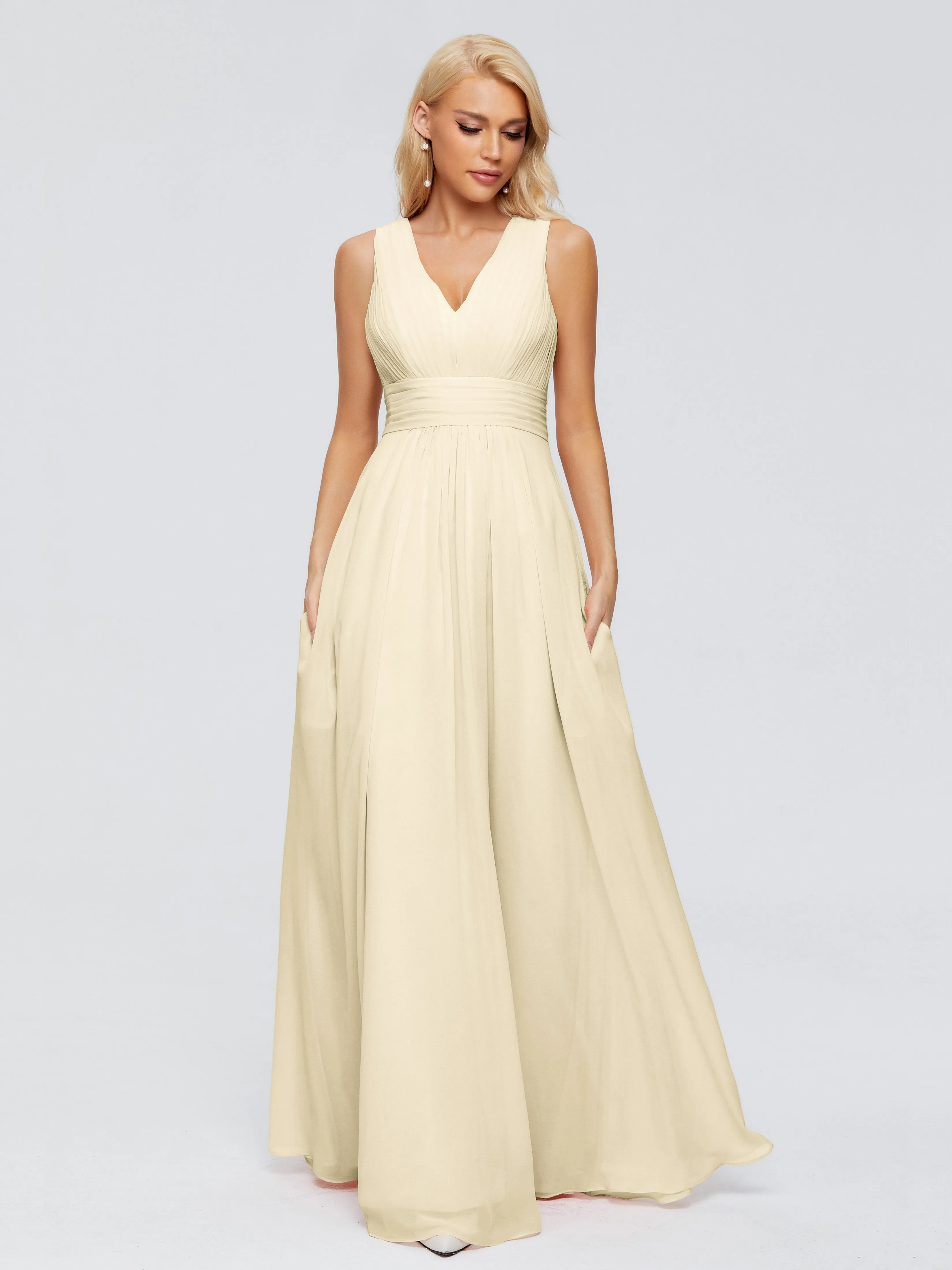 Juliana Modest A-line Chiffon Bridesmaid Dresses