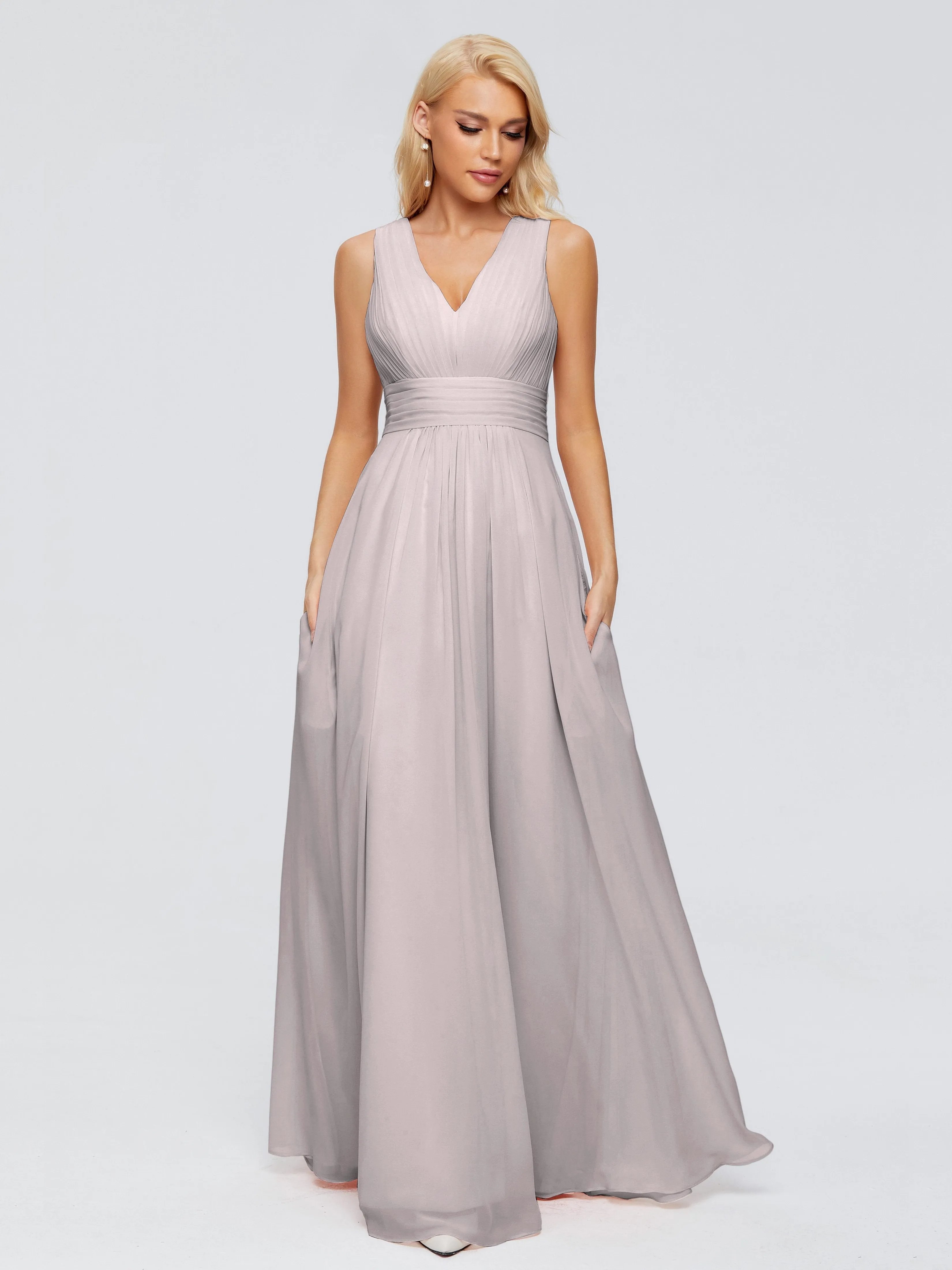 Juliana Modest A-line Chiffon Bridesmaid Dresses