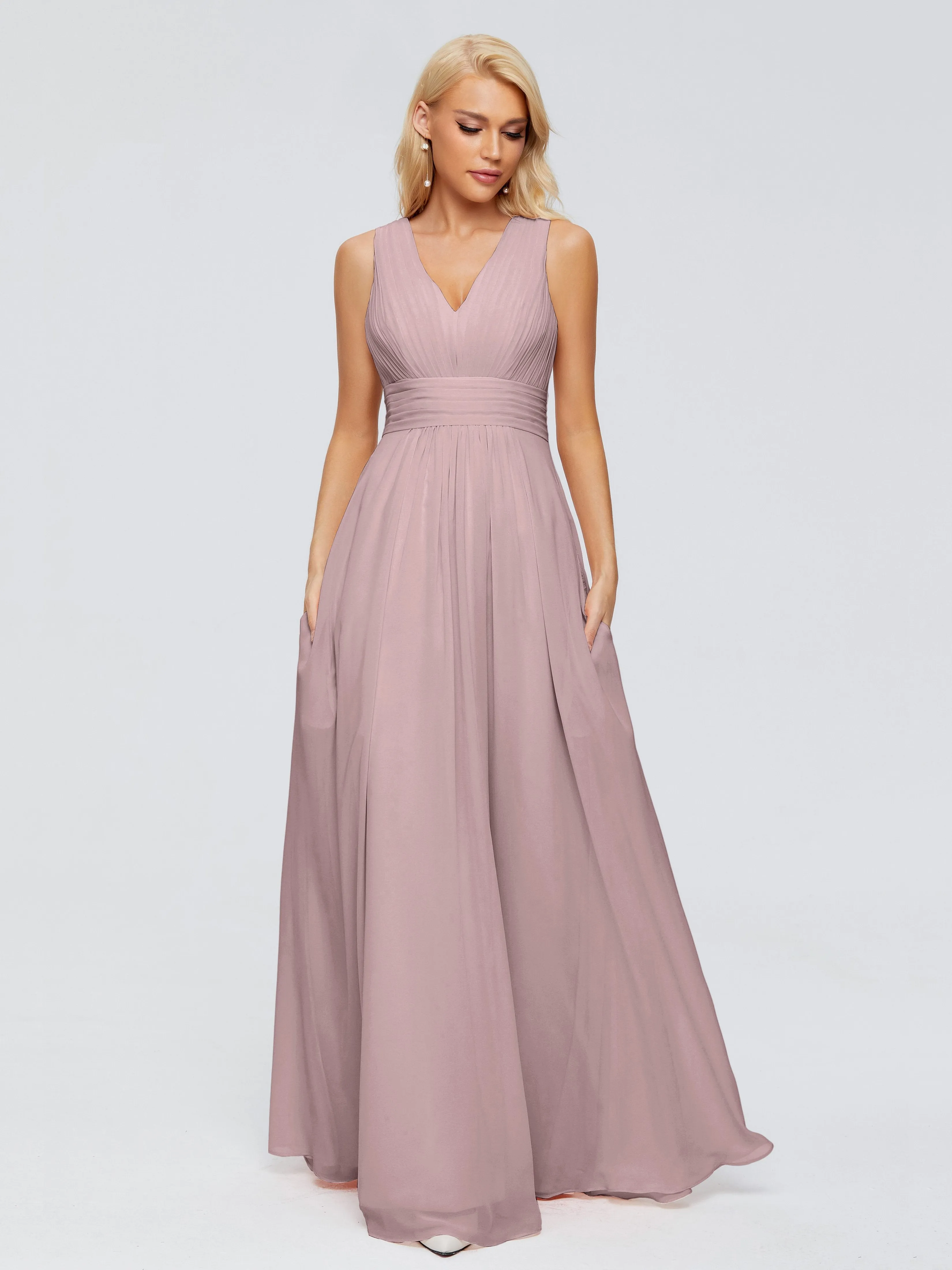 Juliana Modest A-line Chiffon Bridesmaid Dresses