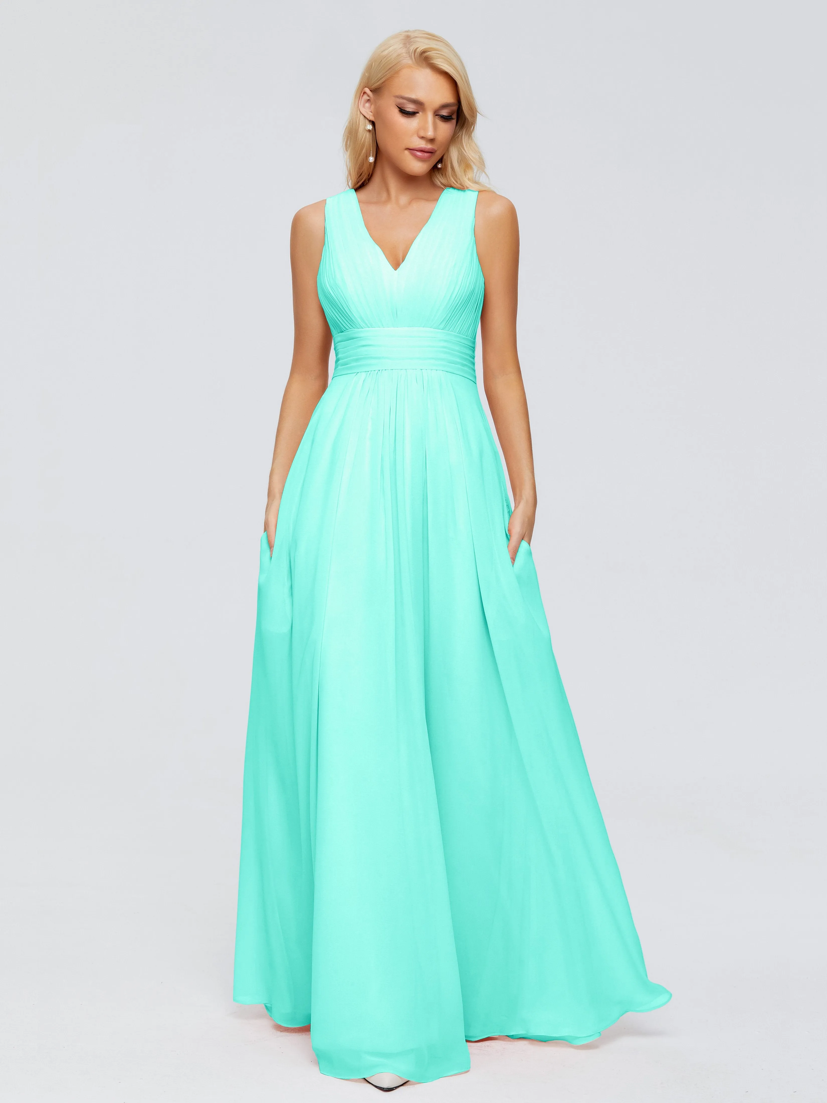 Juliana Modest A-line Chiffon Bridesmaid Dresses