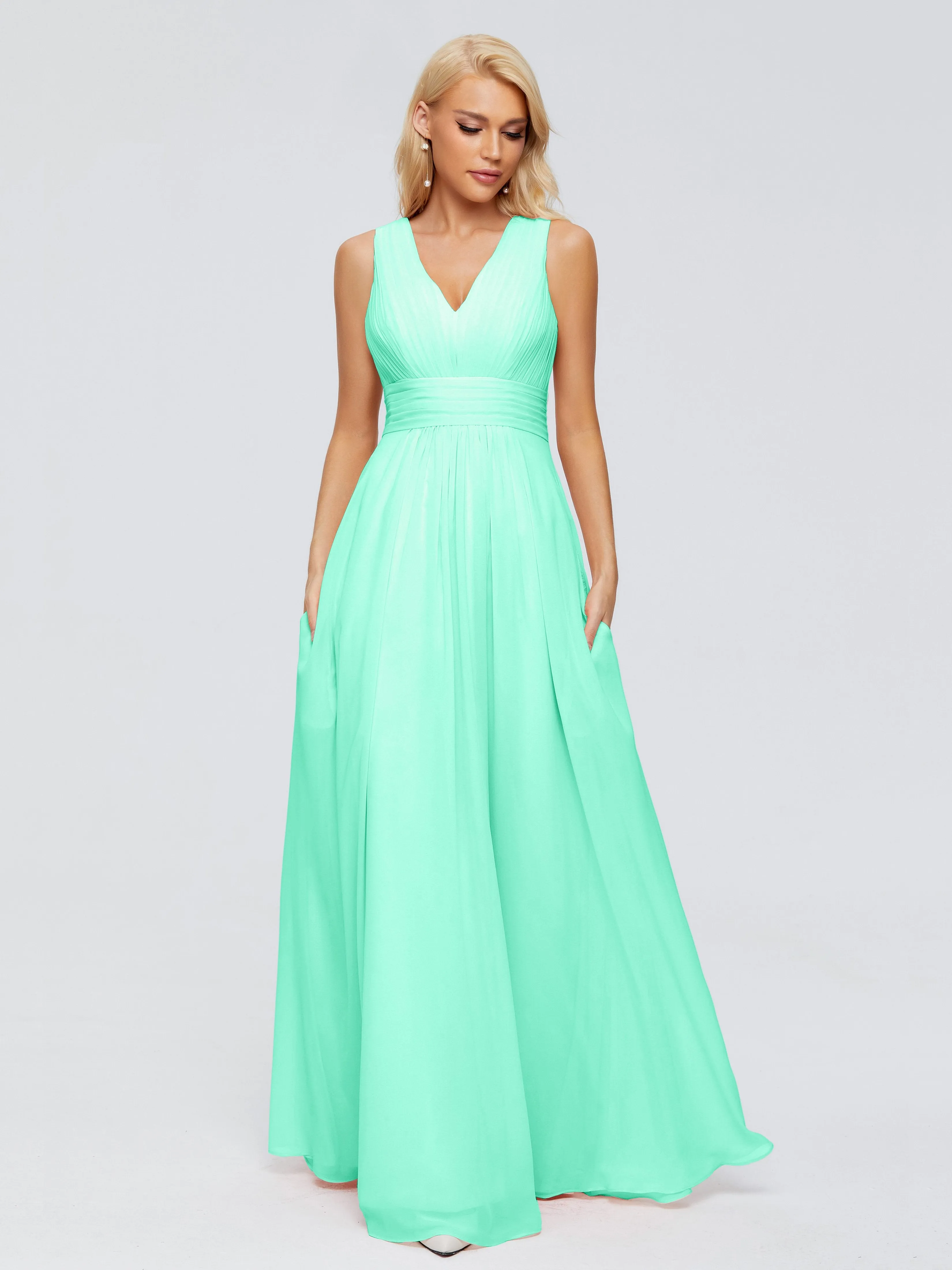 Juliana Modest A-line Chiffon Bridesmaid Dresses