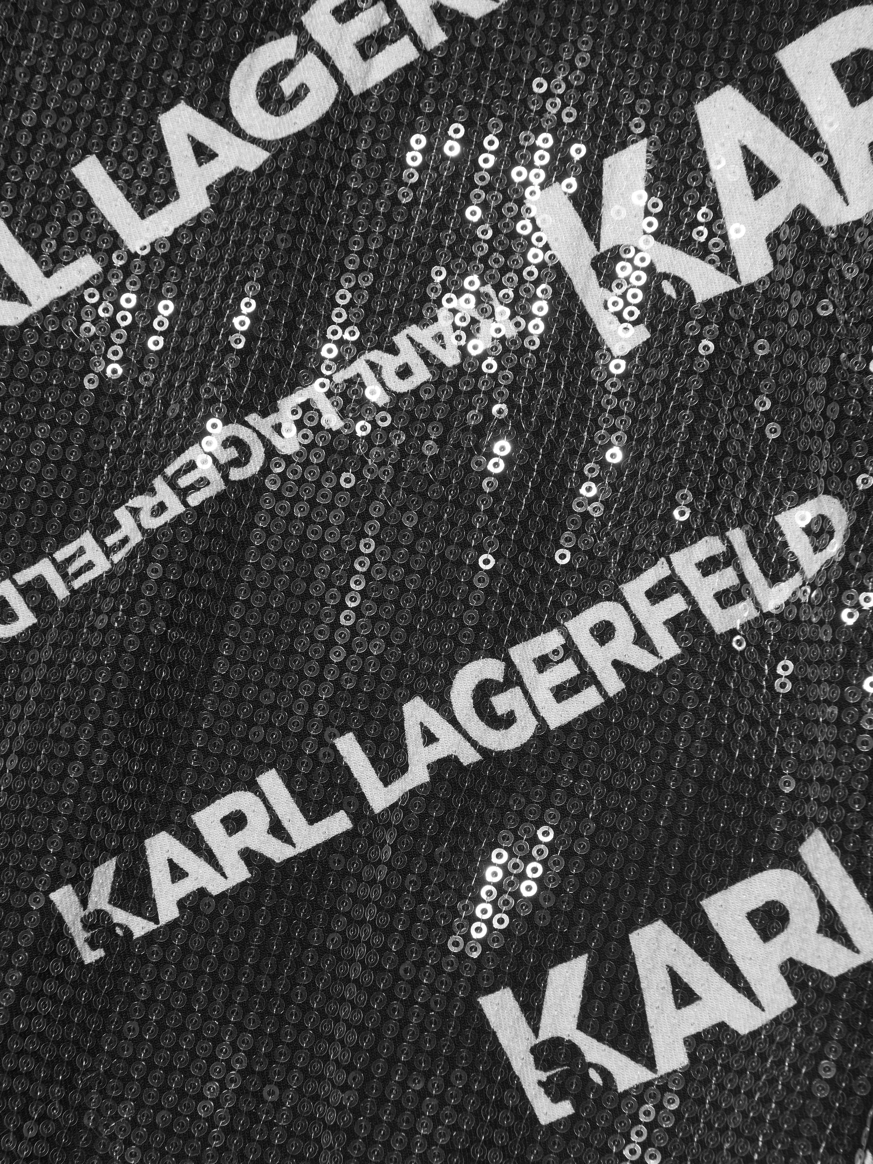 Karl Lagerfeld Girls Sequin Logo Dress in Black