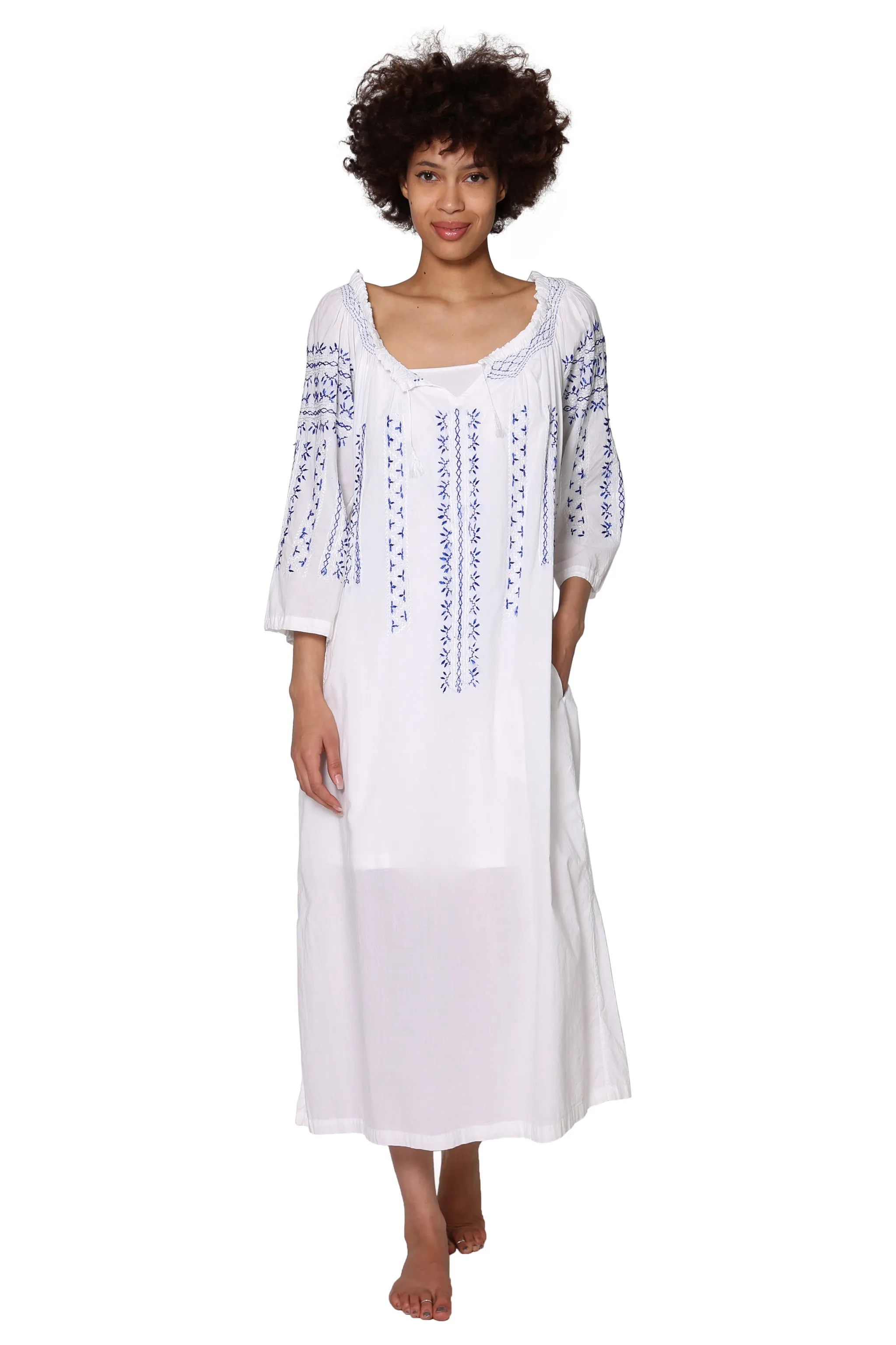 La Cera Quarter Length Sleeve Embroidered Caftan