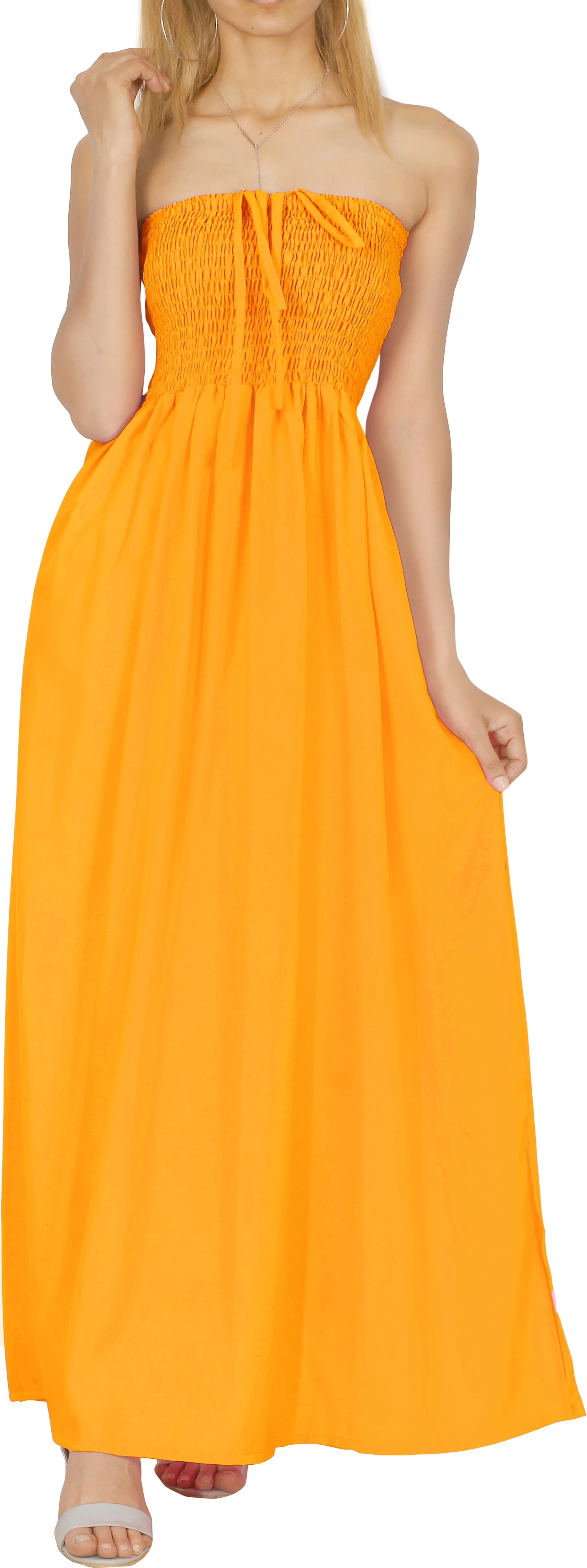 LA LEELA Long Maxi Solid Color Tube Dress For Women Everyday Casual And Chic Outfit Summer Beach Sundress