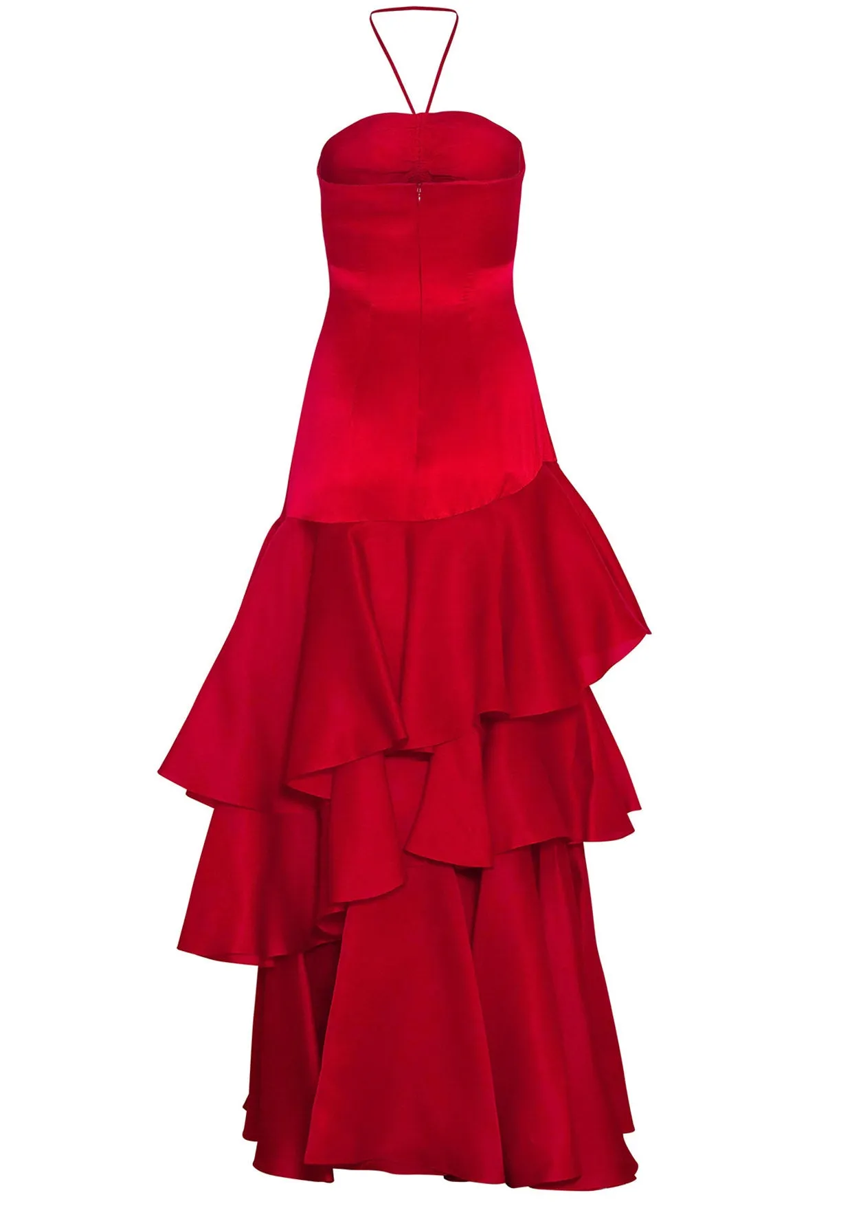 La Rosa Ruffled Silk Gown