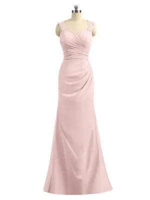 Lace Appliqued Strap Sheath Open Back Dress Dusty Rose