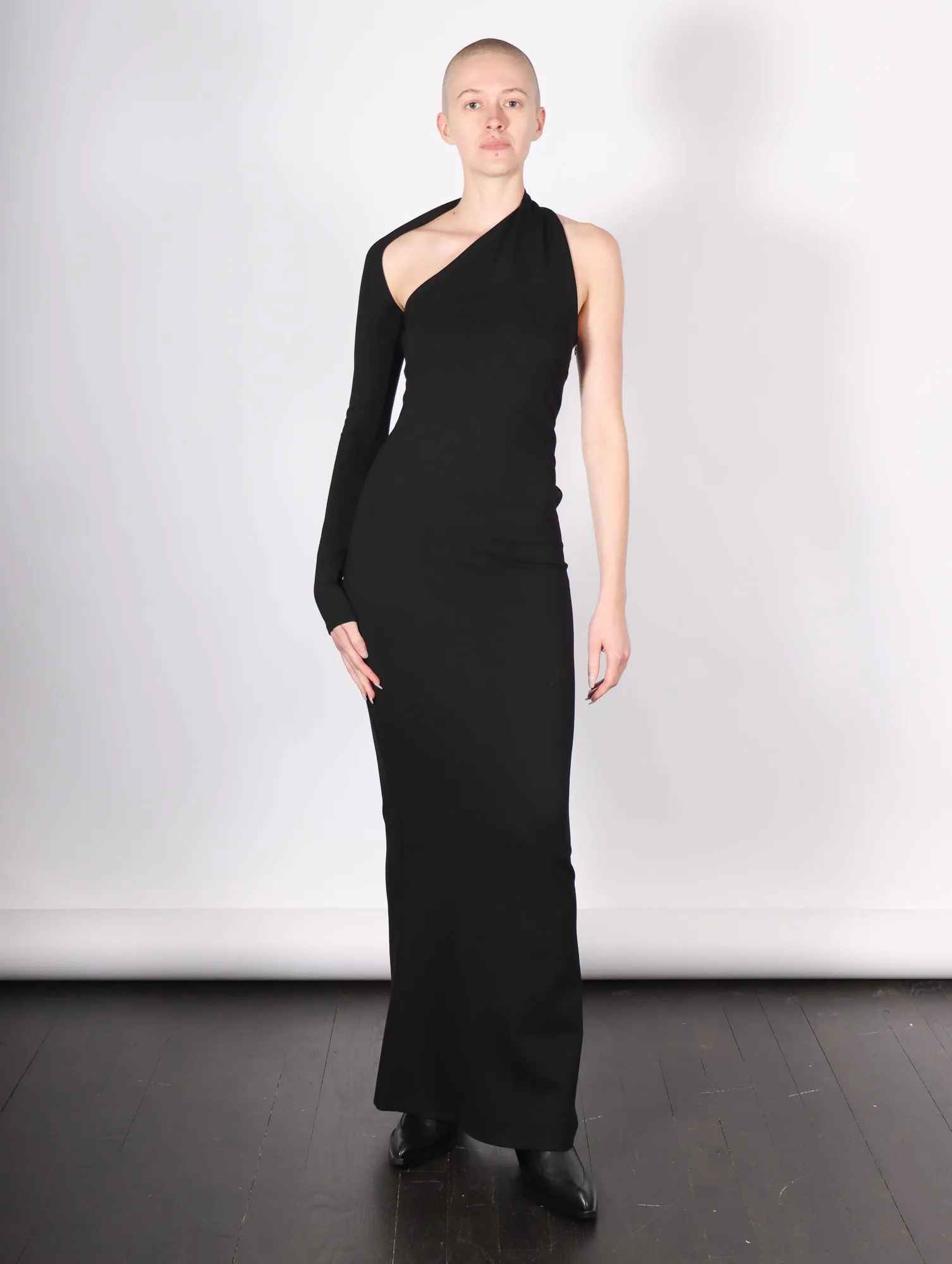 Manhattan One Shoulder Gown in Black by Marcella