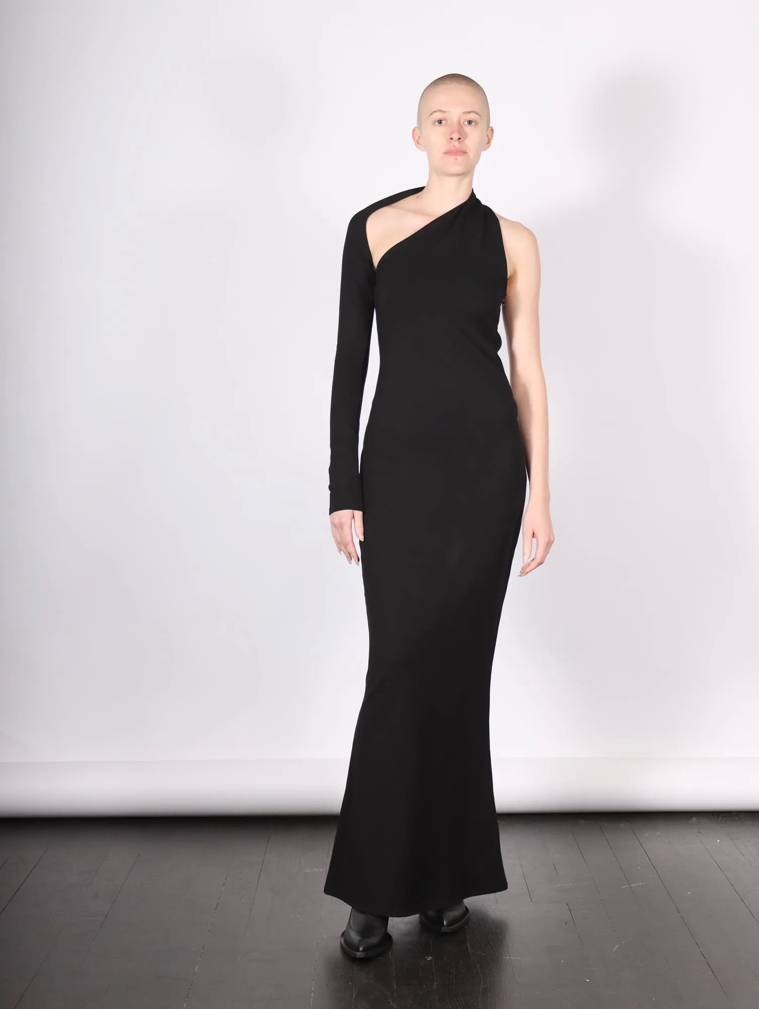 Manhattan One Shoulder Gown in Black by Marcella